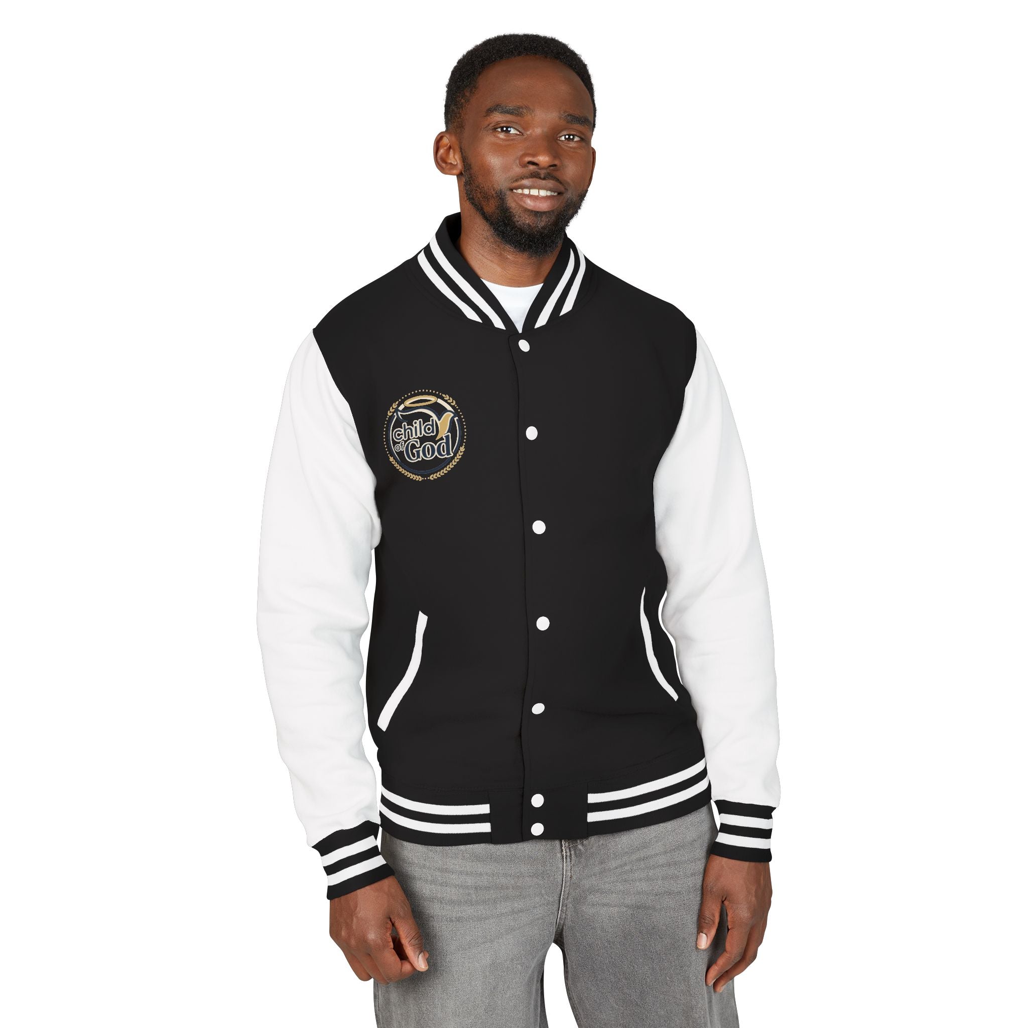 Child of God Emblem Letterman Jacket | Red White Varsity