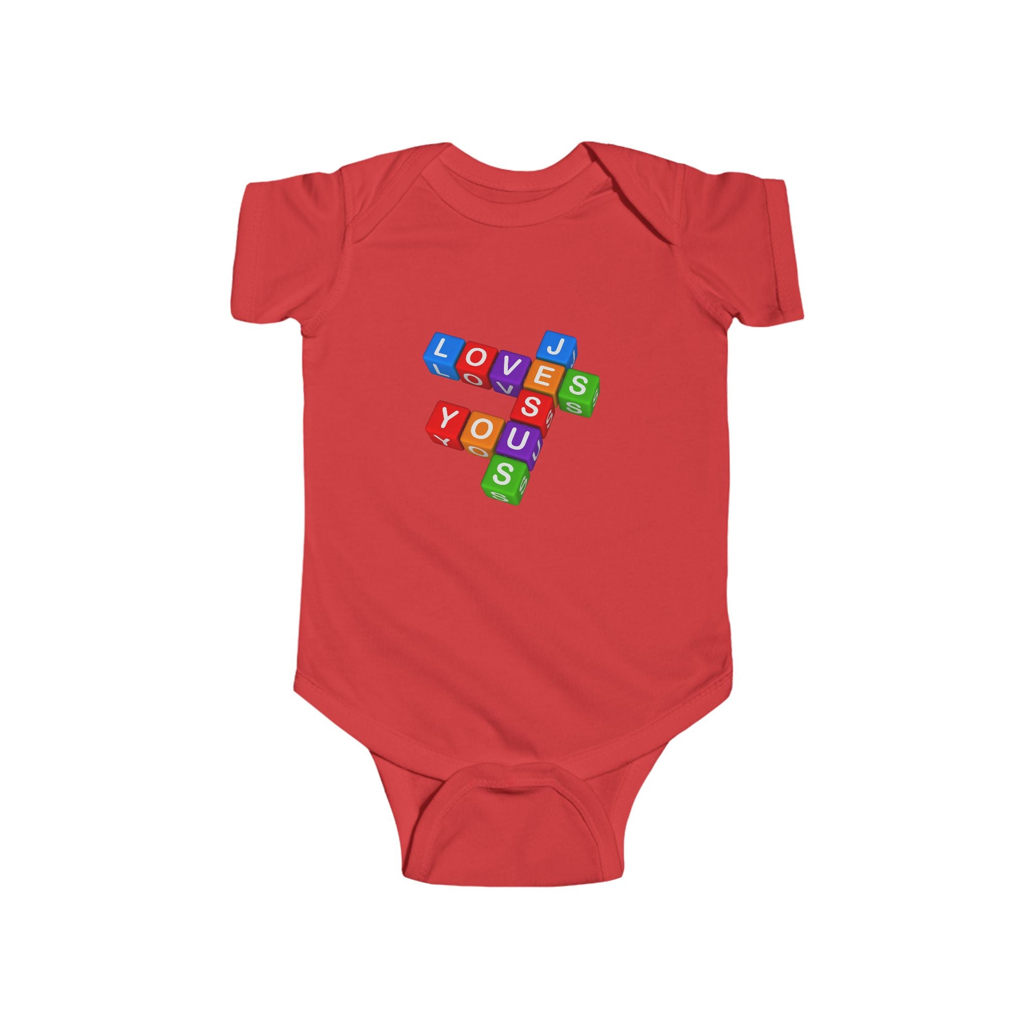 Blocks Crossword 'Jesus Loves You' Infant Bodysuit | Baby Onesie