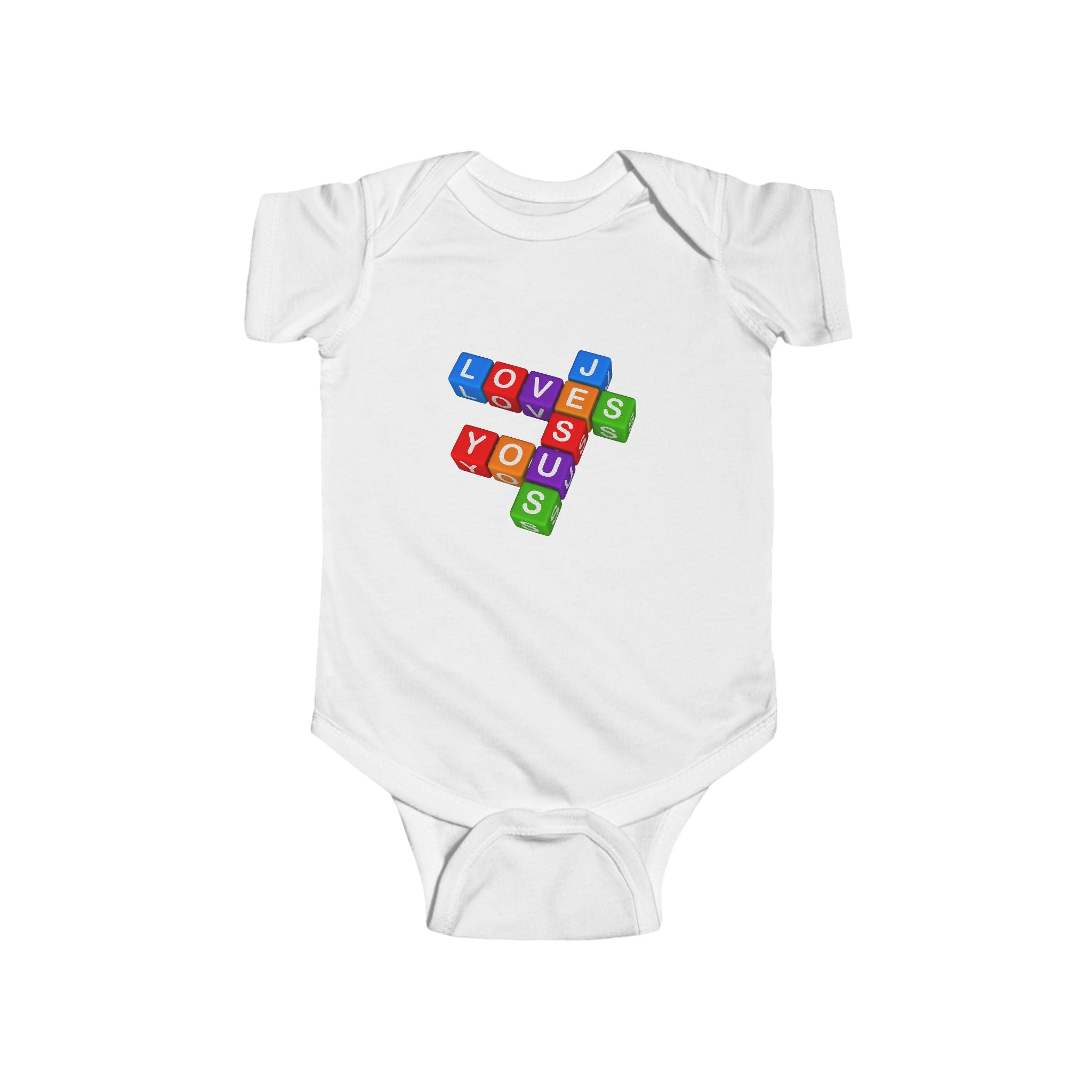 Blocks Crossword 'Jesus Loves You' Infant Bodysuit | Baby Onesie
