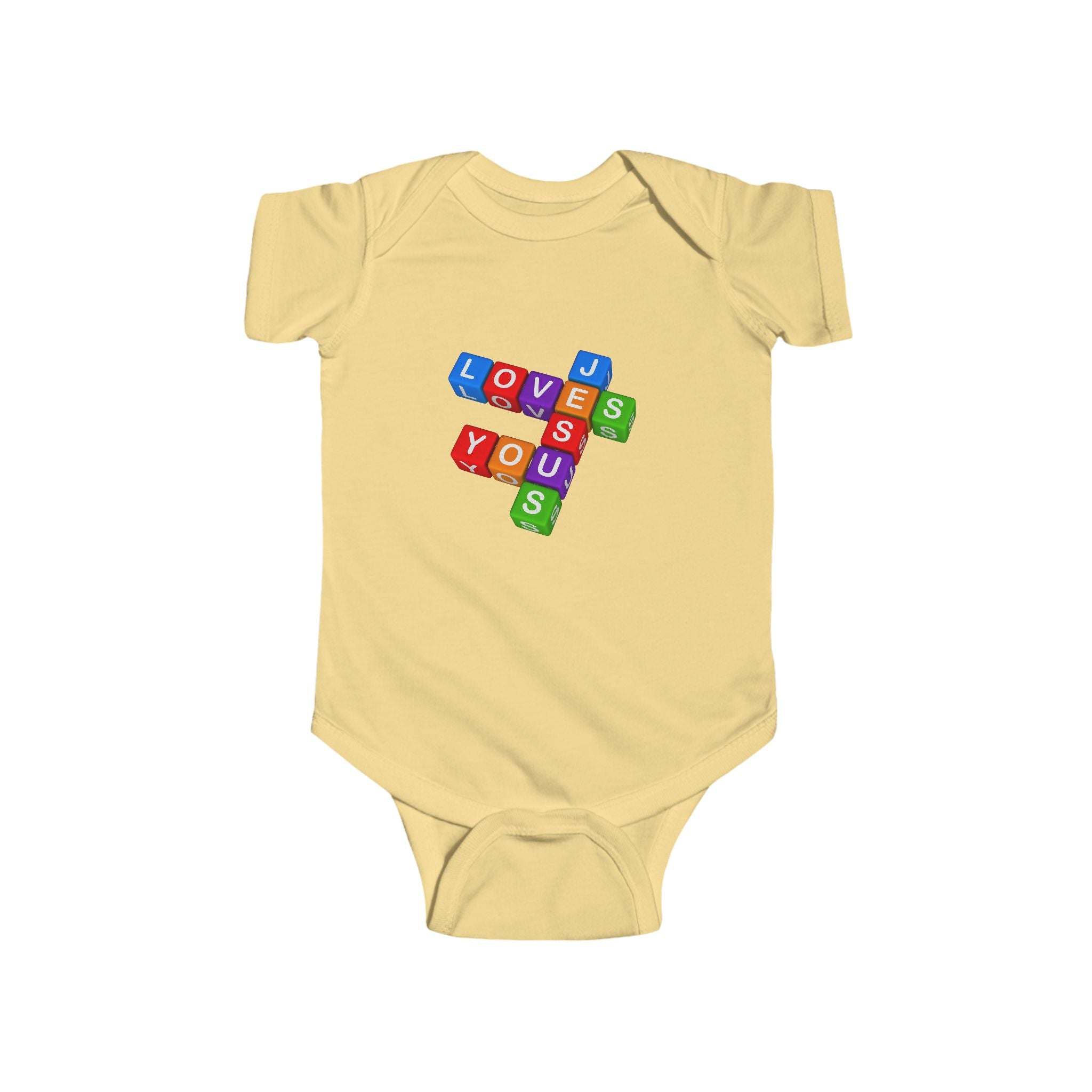 Blocks Crossword 'Jesus Loves You' Infant Bodysuit | Baby Onesie