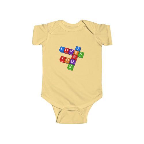 Blocks Crossword 'Jesus Loves You' Infant Bodysuit | Baby Onesie