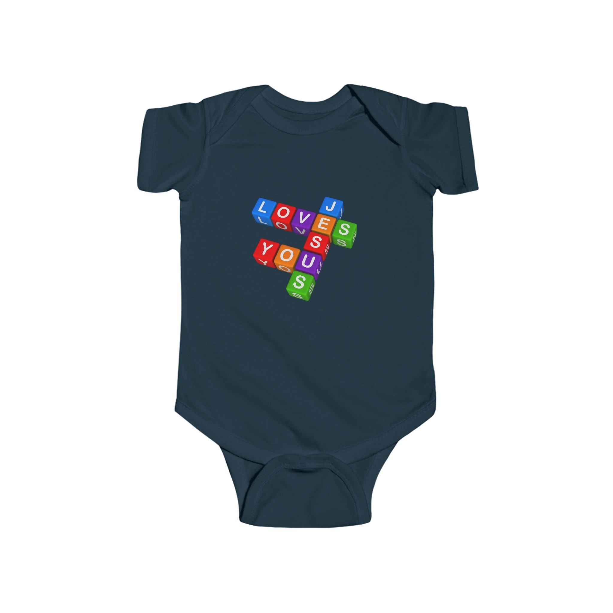 Blocks Crossword 'Jesus Loves You' Infant Bodysuit | Baby Onesie