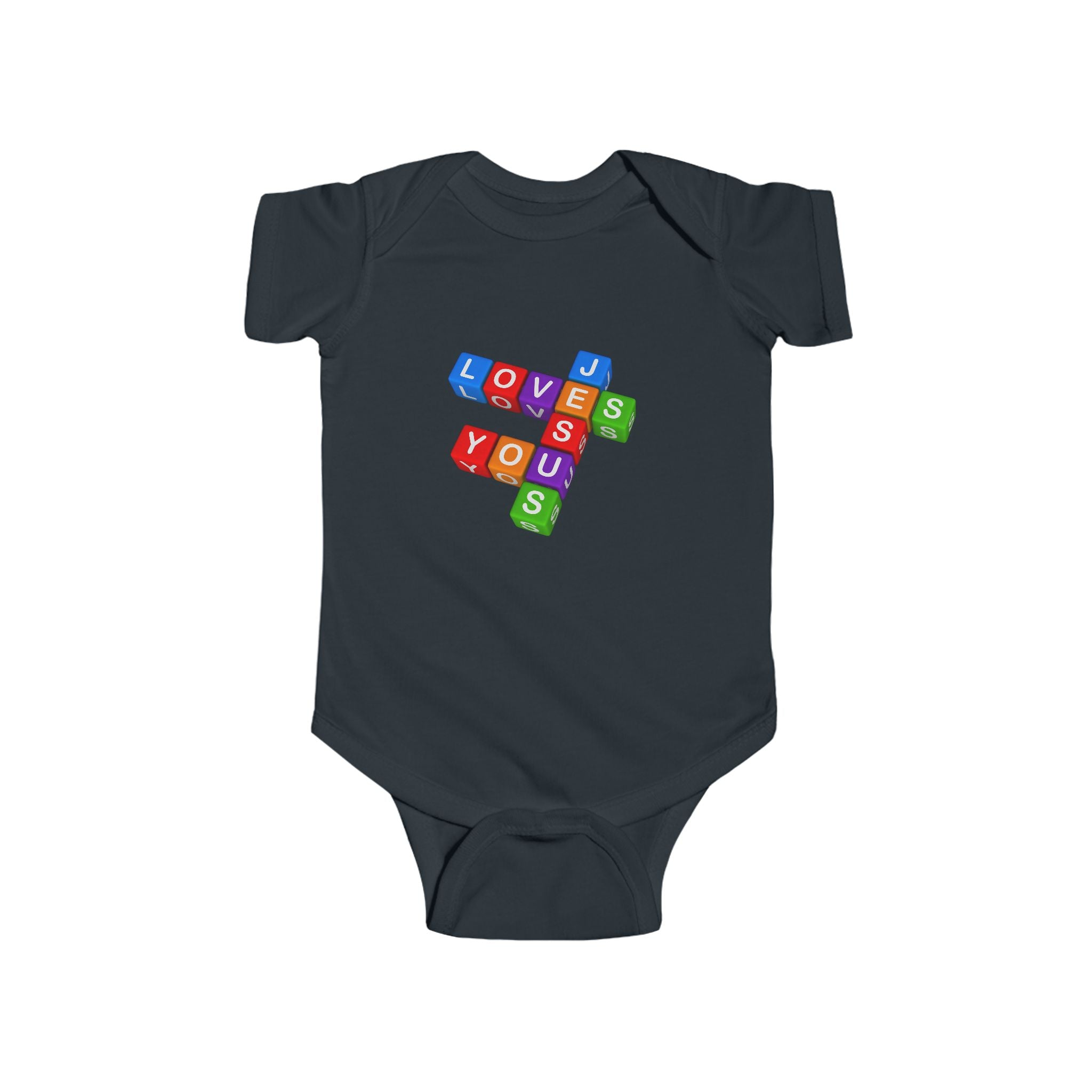 Blocks Crossword 'Jesus Loves You' Infant Bodysuit | Baby Onesie