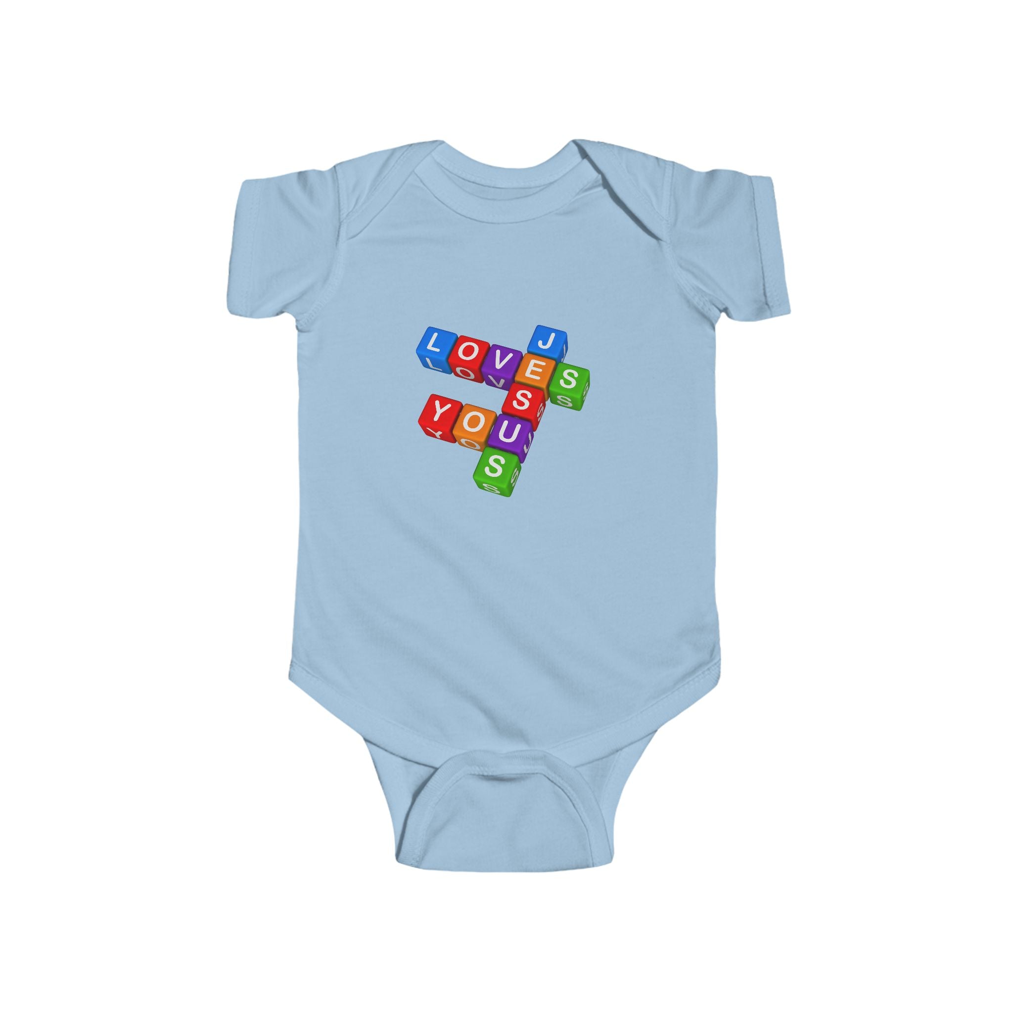 Blocks Crossword 'Jesus Loves You' Infant Bodysuit | Baby Onesie