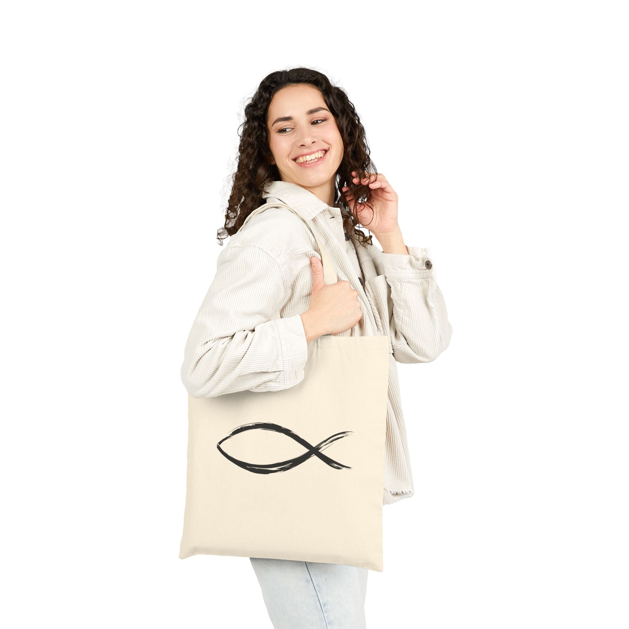 Fish Symbol Tote | Christian encouragement, pastel retro groovy