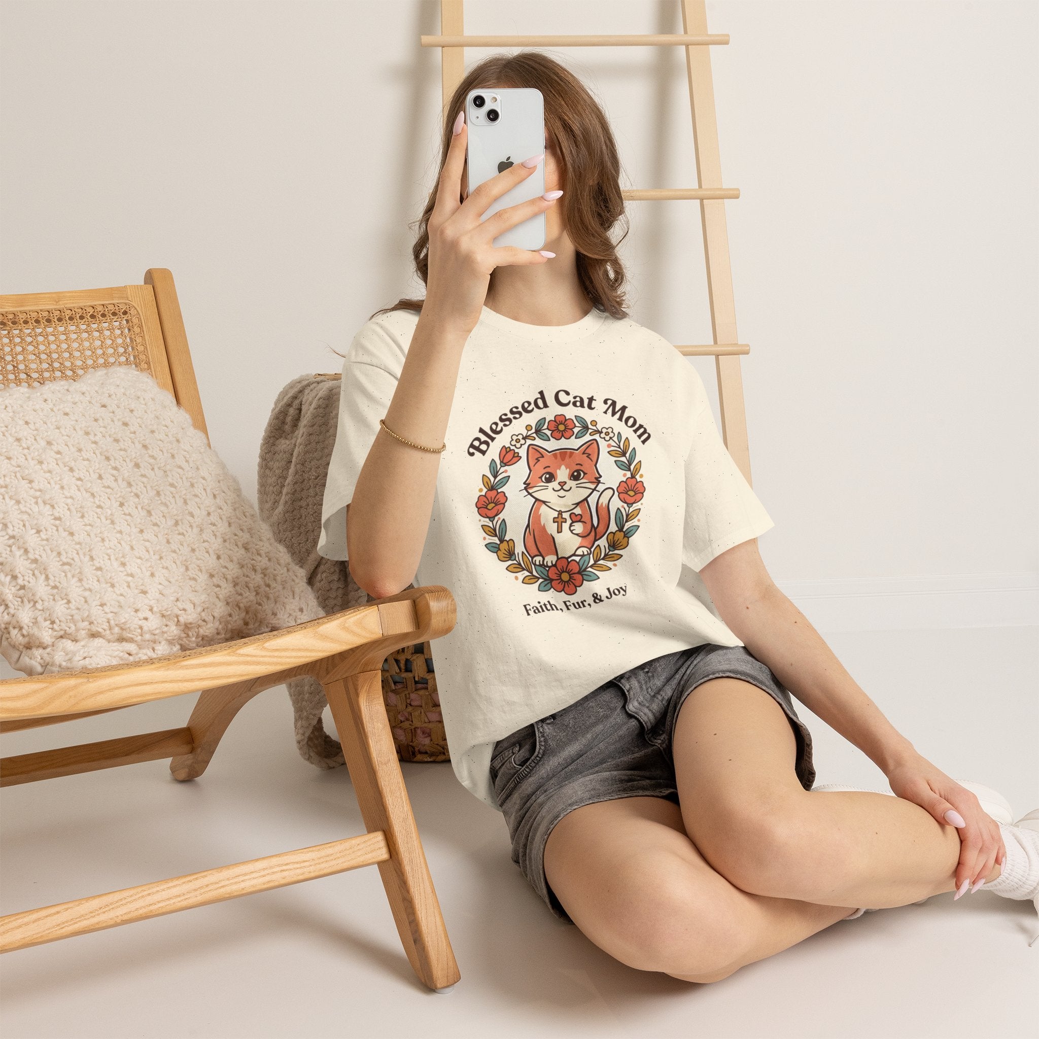 Blessed Cat Mom T-Shirt – Faith, Fur & Joy Floral Cat Mom Tee