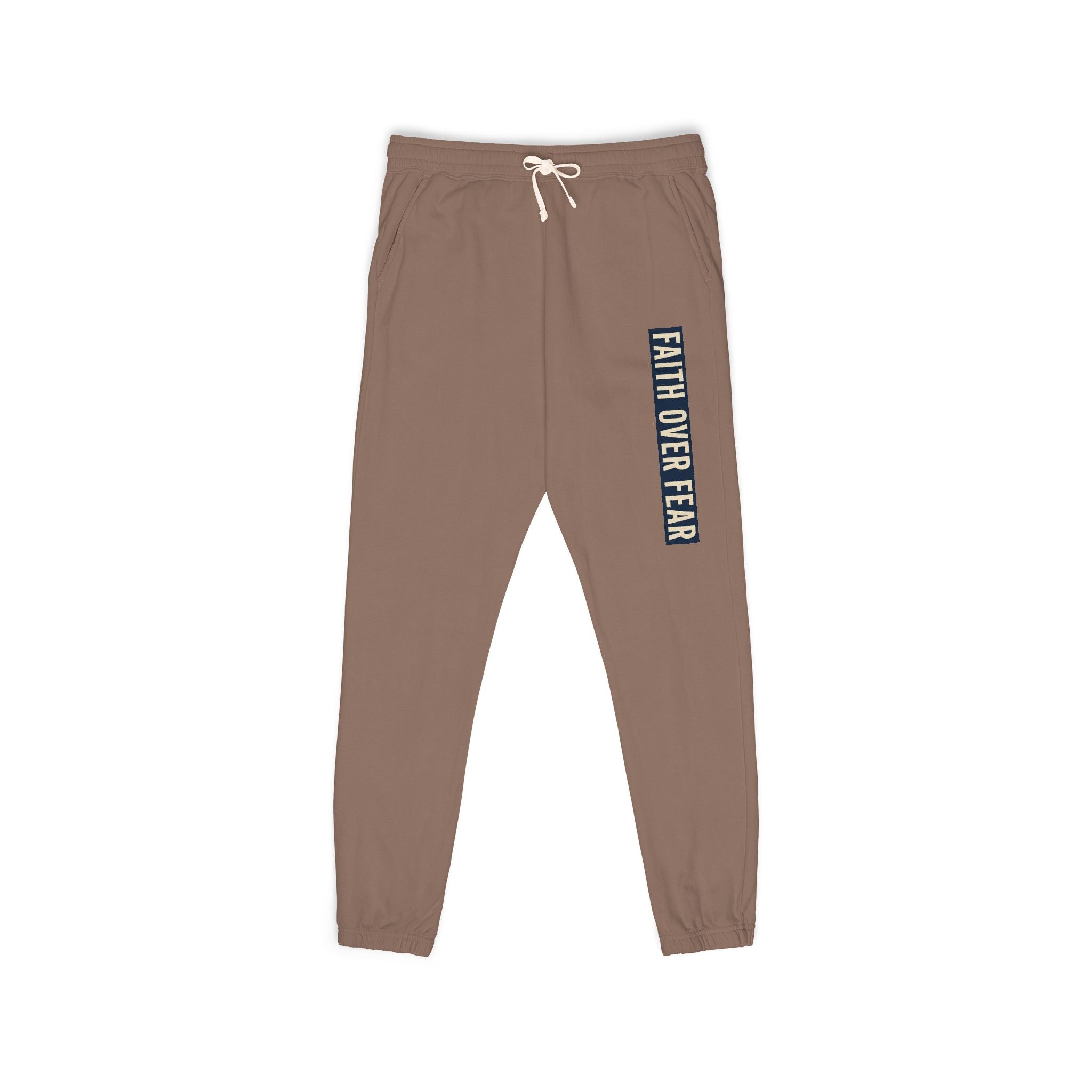 Distressed Faith over Fear Sweatpants | Garment-Dyed Fleece Joggers