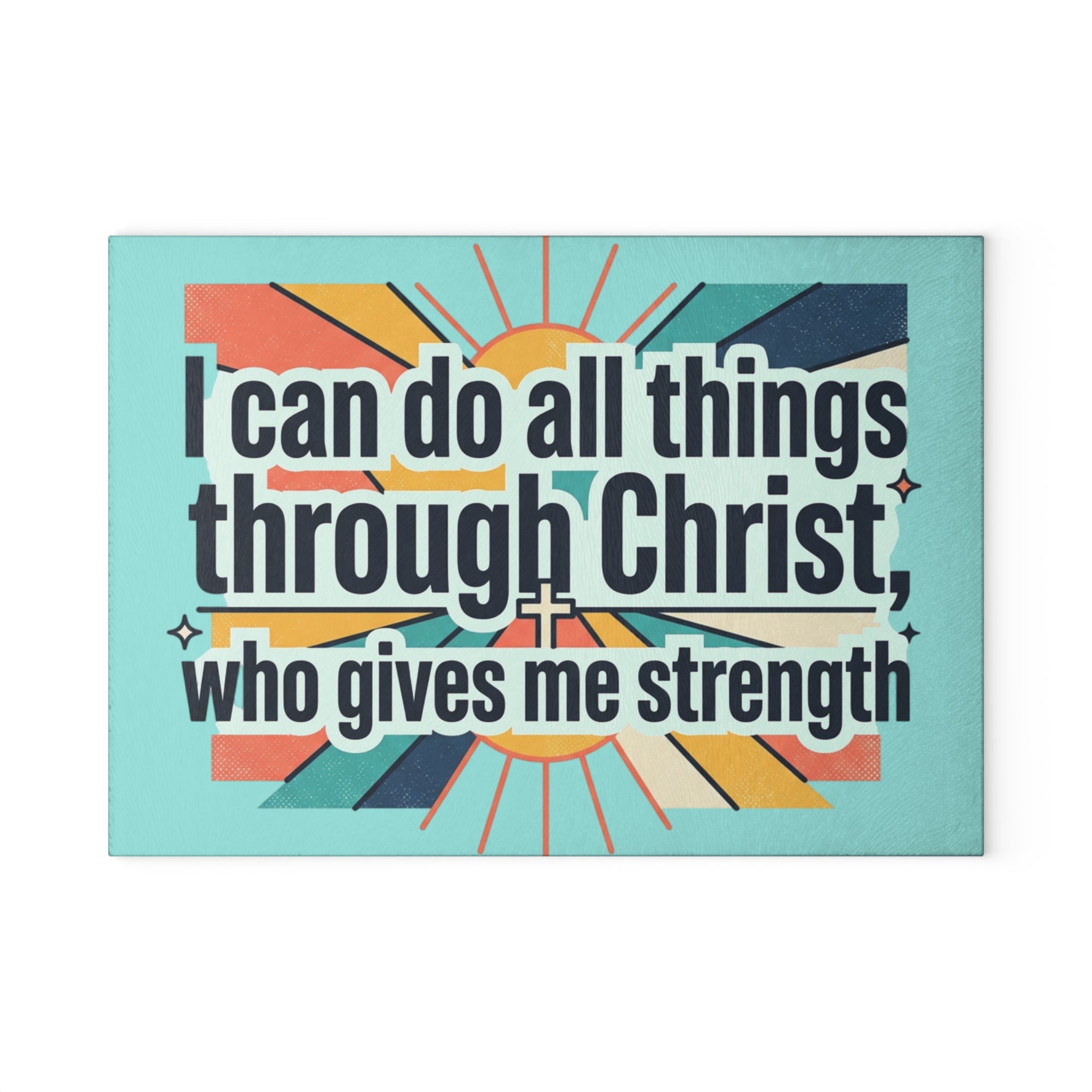 Christ who gives me strength Glass Cutting Board | Religious Kitchen Décor