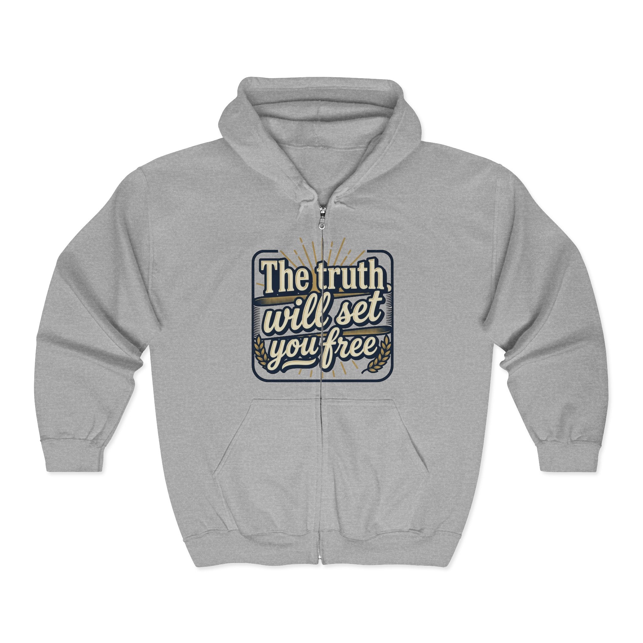 Zip Hoodie — “The truth will set you free” Inspirational Graphic Zip-Up