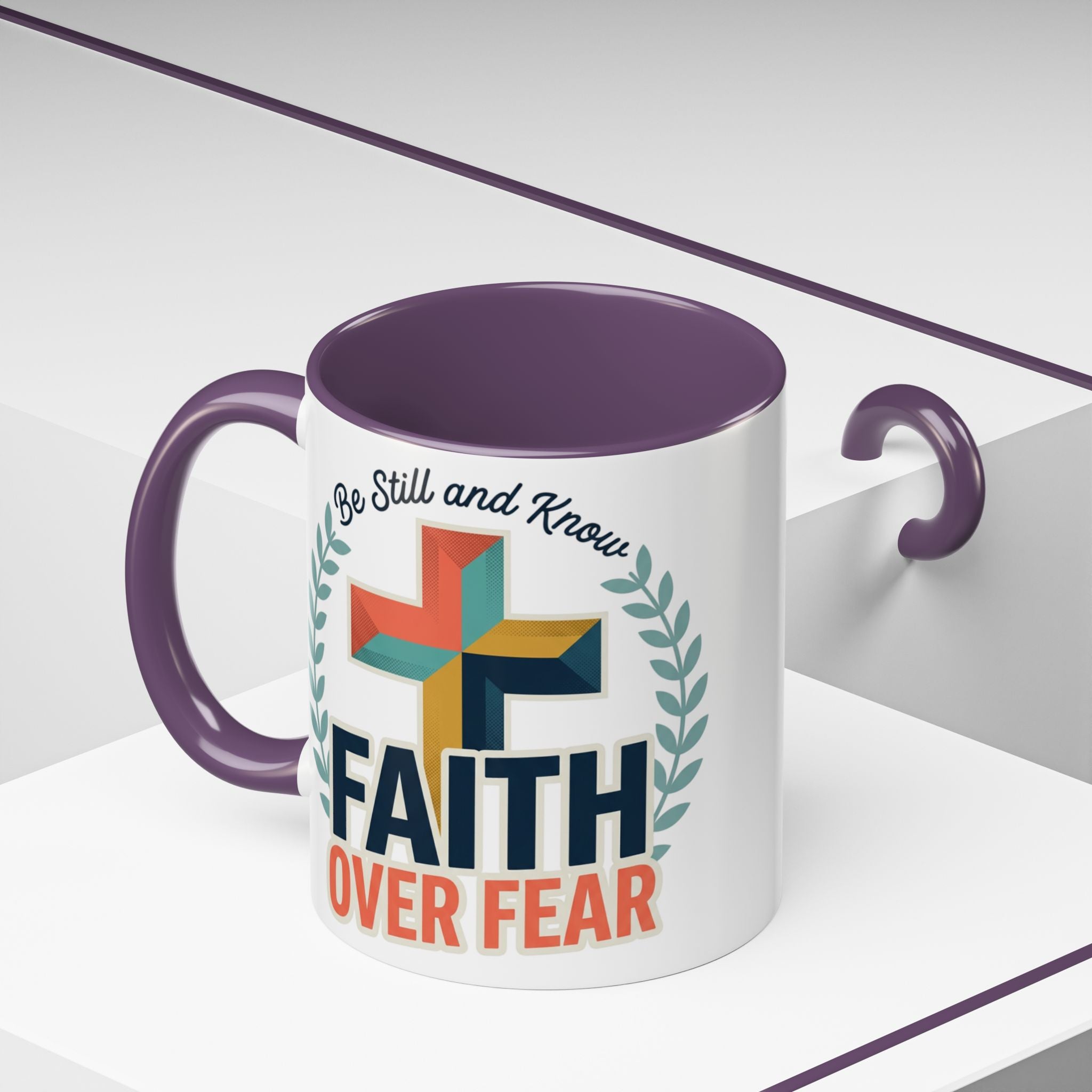 Faith Over Fear Accent Coffee Mug – Christian Inspirational 11/15oz