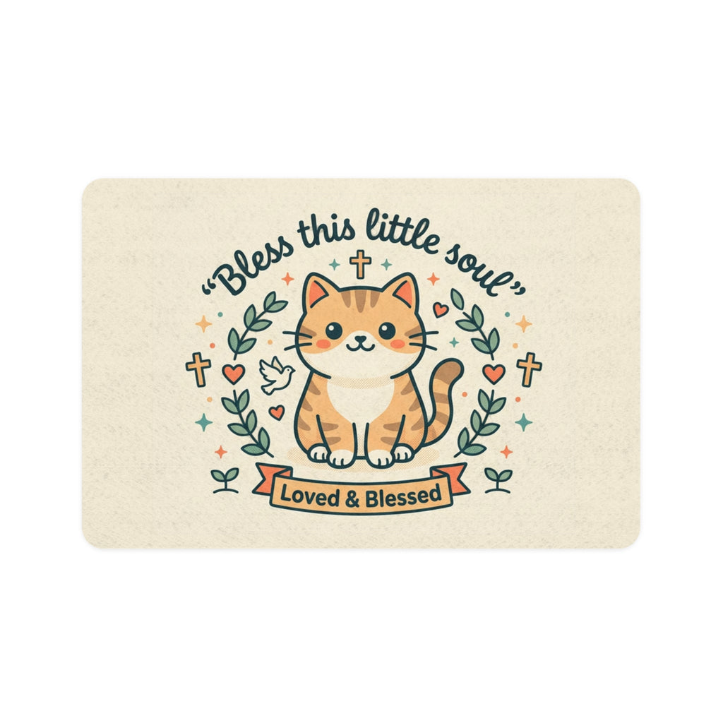 Bless This Little Soul Cat Pet Food Mat (12x18) — Loved & Blessed Feeding Mat