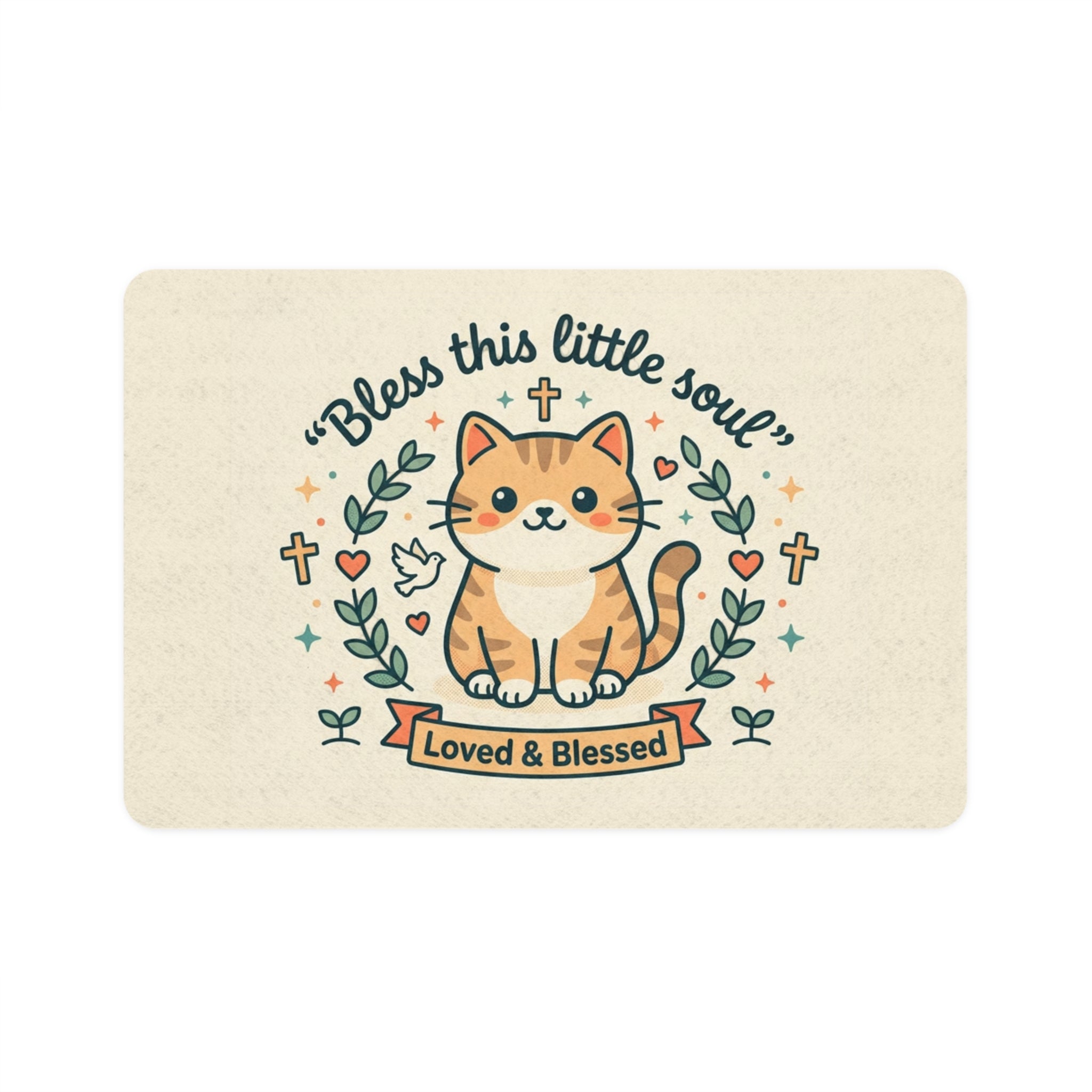 Bless This Little Soul Cat Pet Food Mat (12x18) — Loved & Blessed Feeding Mat