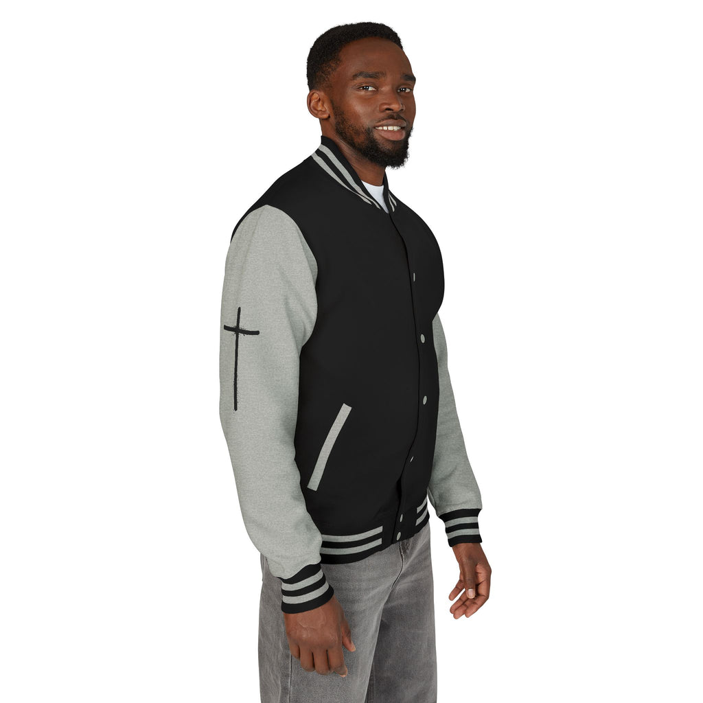Cross Emblem Letterman Jacket | Red White Varsity