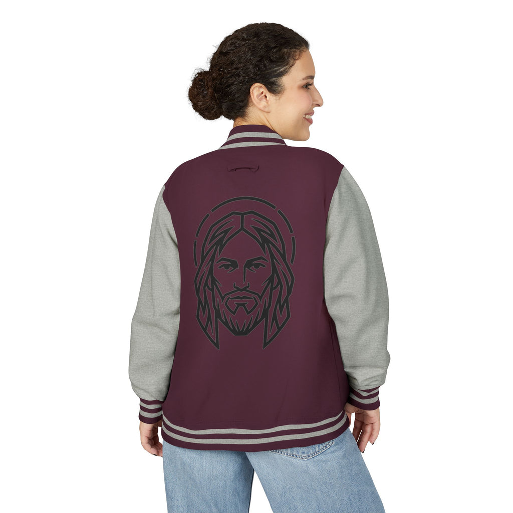 Christ Emblem Letterman Jacket | Red White Varsity
