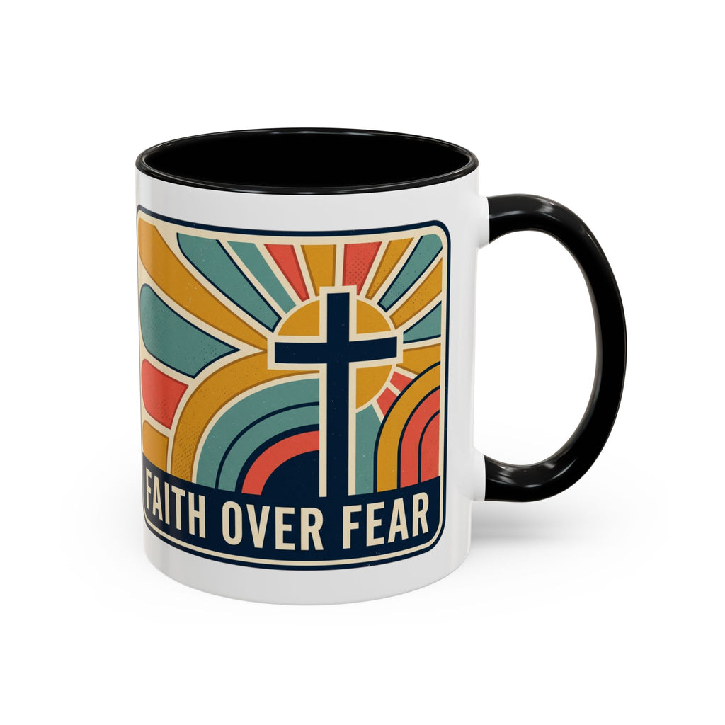 Faith over fear Retro Script Mug | Accent Coffee Mug