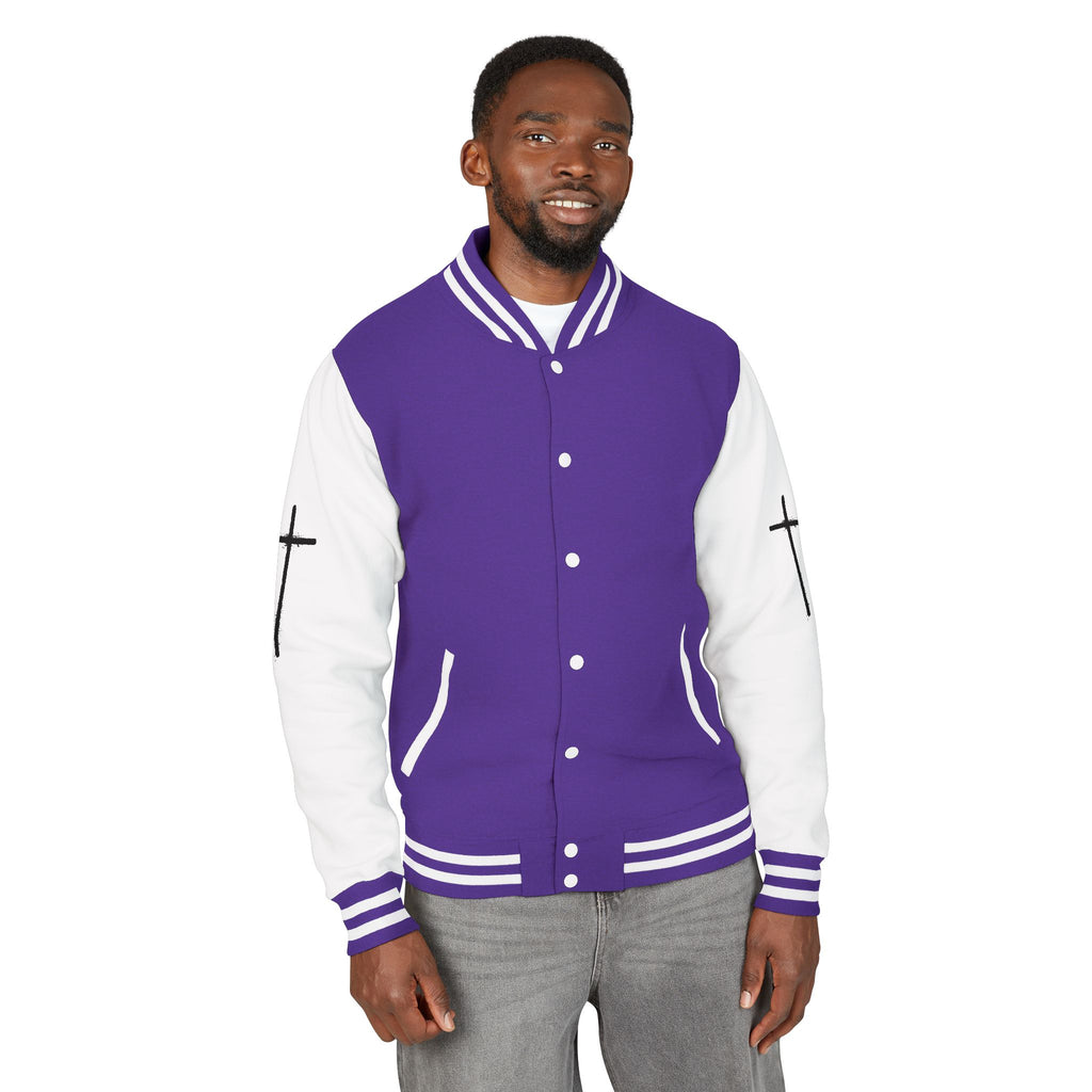 Cross Emblem Letterman Jacket | Red White Varsity