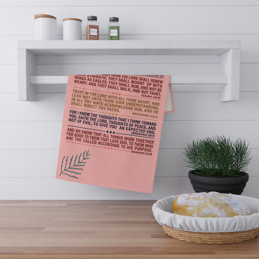 Bible Verse Typography Tea Towel | Christian Scripture Kitchen Towel