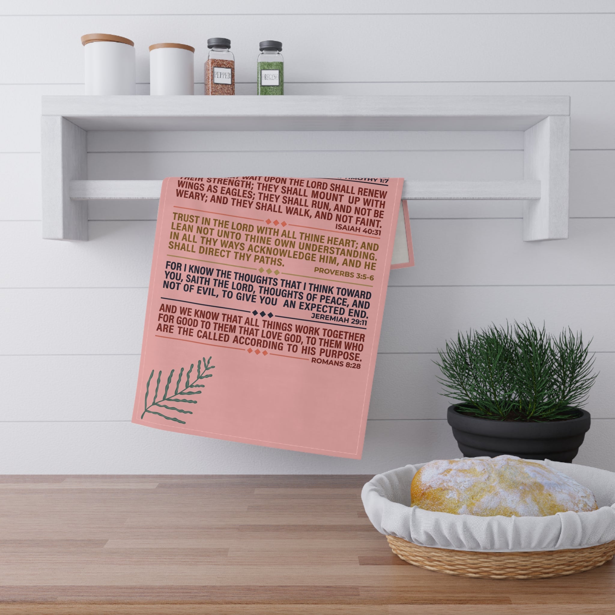 Bible Verse Typography Tea Towel | Christian Scripture Kitchen Towel