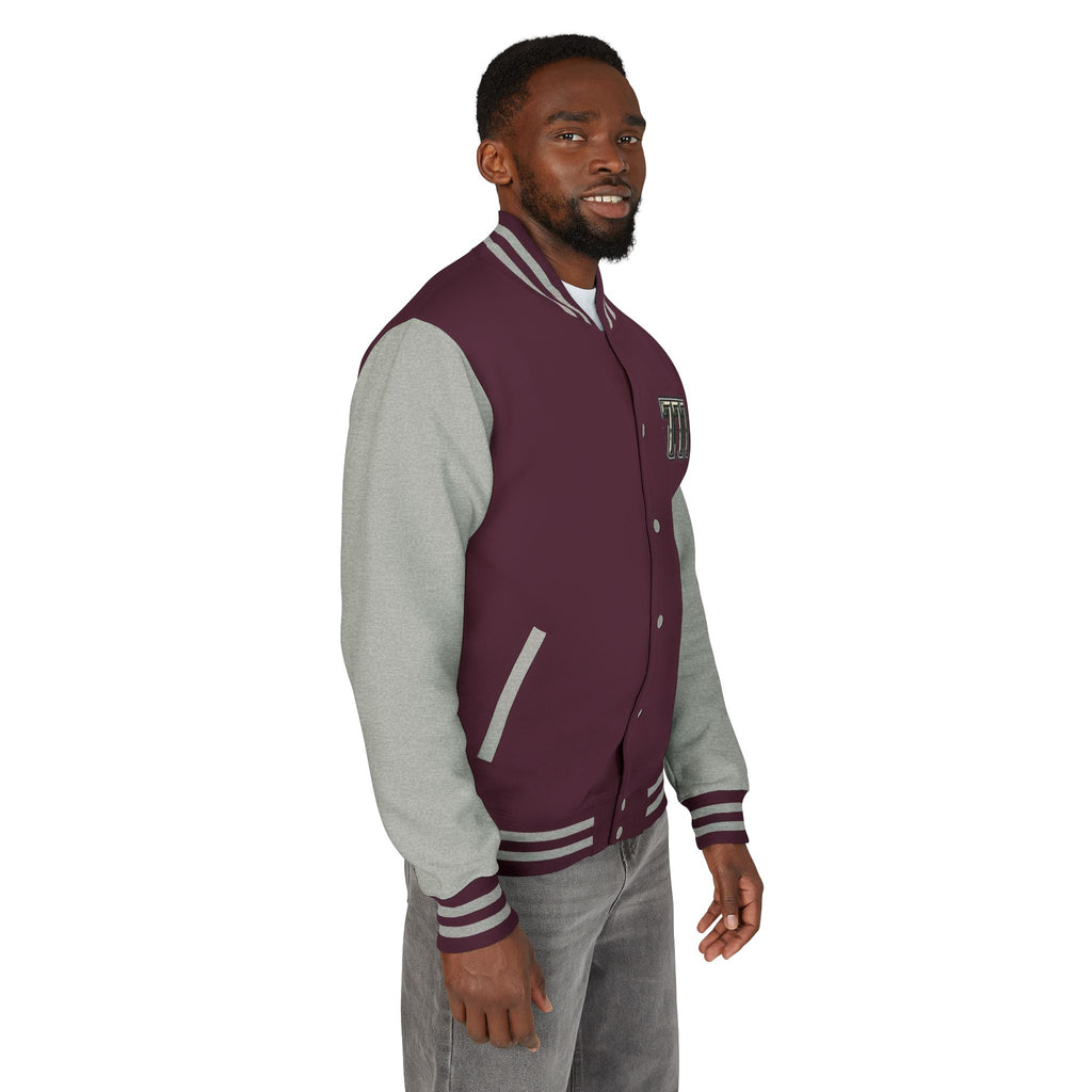 777 Emblem Letterman Jacket | Red White Varsity