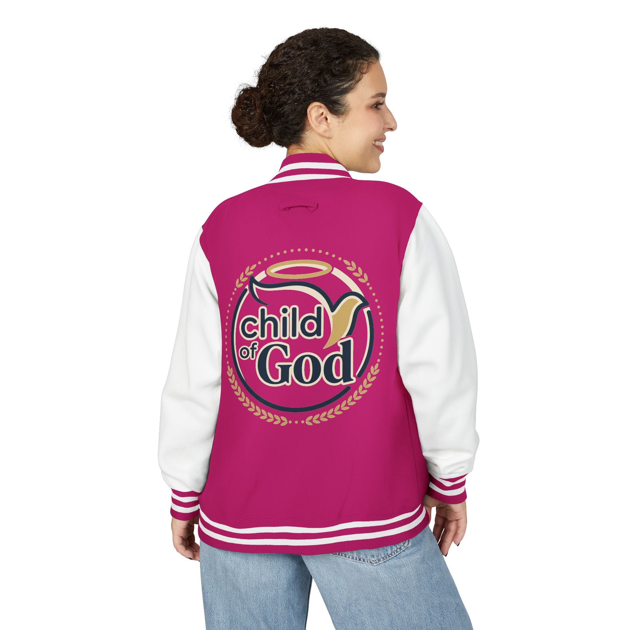 Child of God Emblem Letterman Jacket | Red White Varsity
