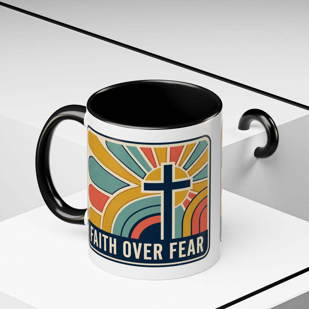 Faith over fear Retro Script Mug | Accent Coffee Mug