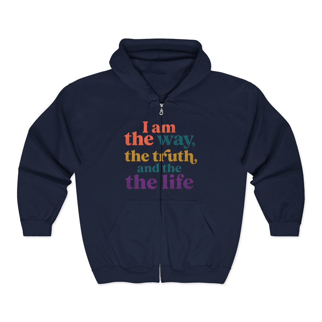 Zip Hoodie — “The way, truth and Life” Inspirational Graphic Zip-Up