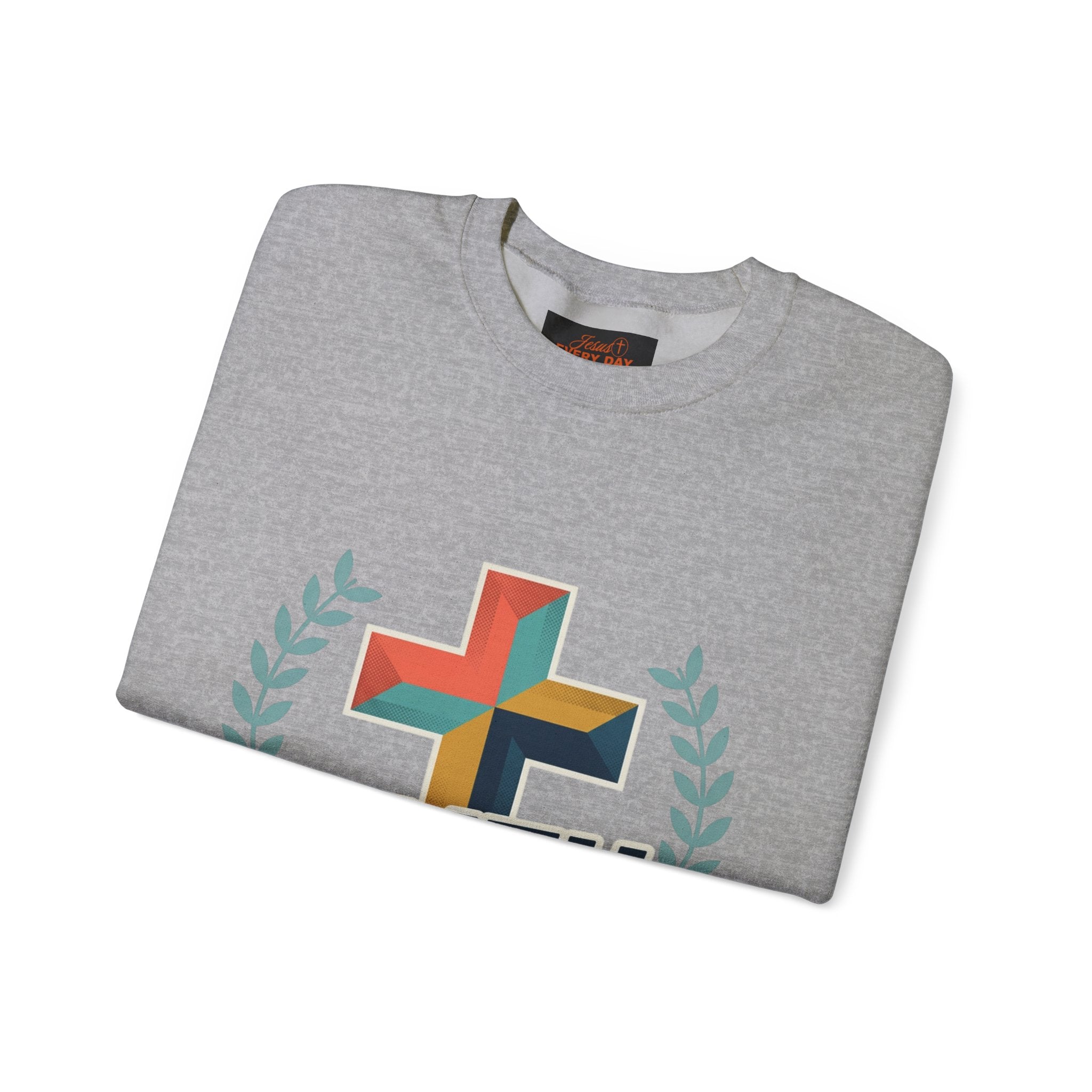 Faith Over Fear Crewneck Sweatshirt — Christian Cross Inspirational Pullover