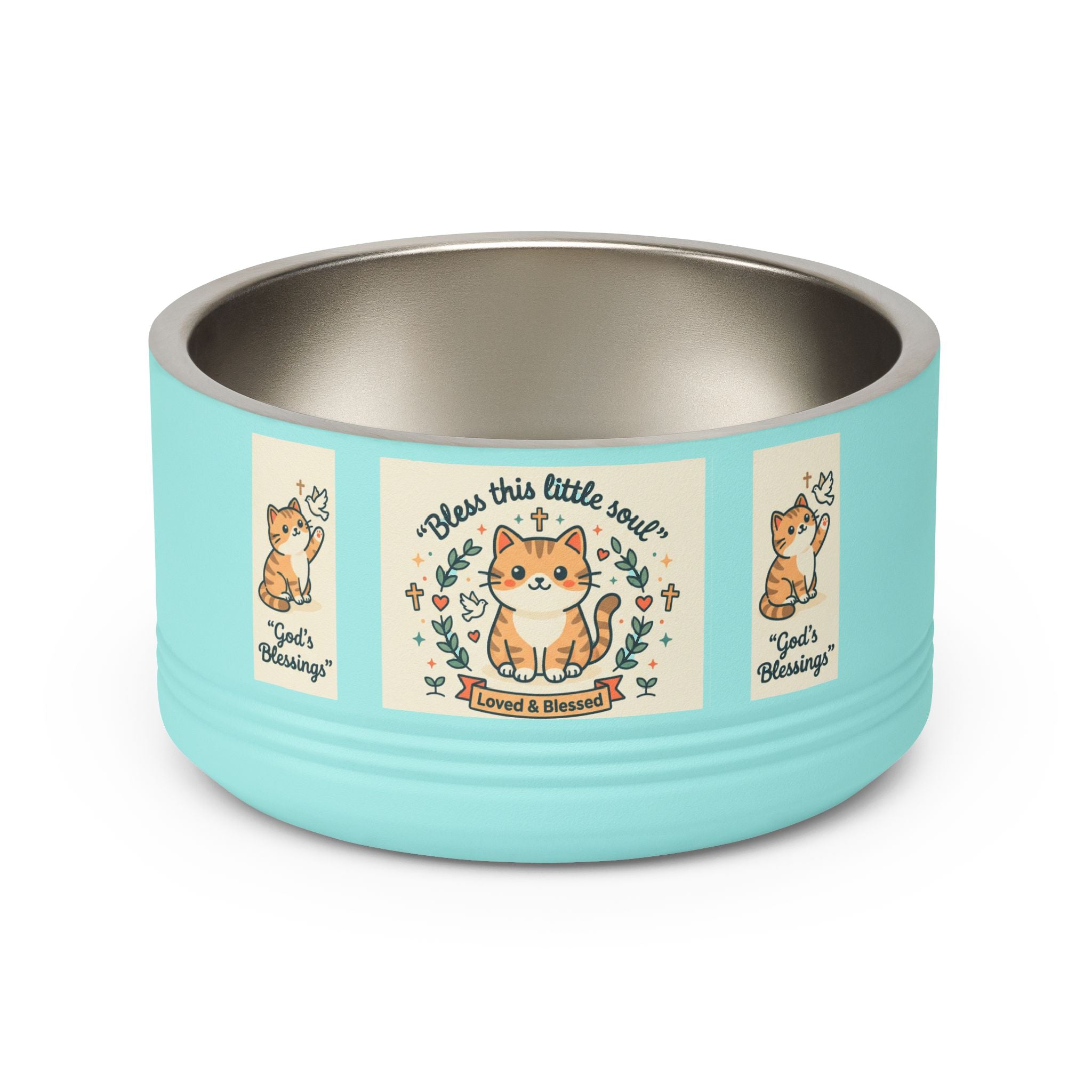 Cute Cat Pet Bowl — "Bless this little soul" 18oz Stainless Steel Bowl