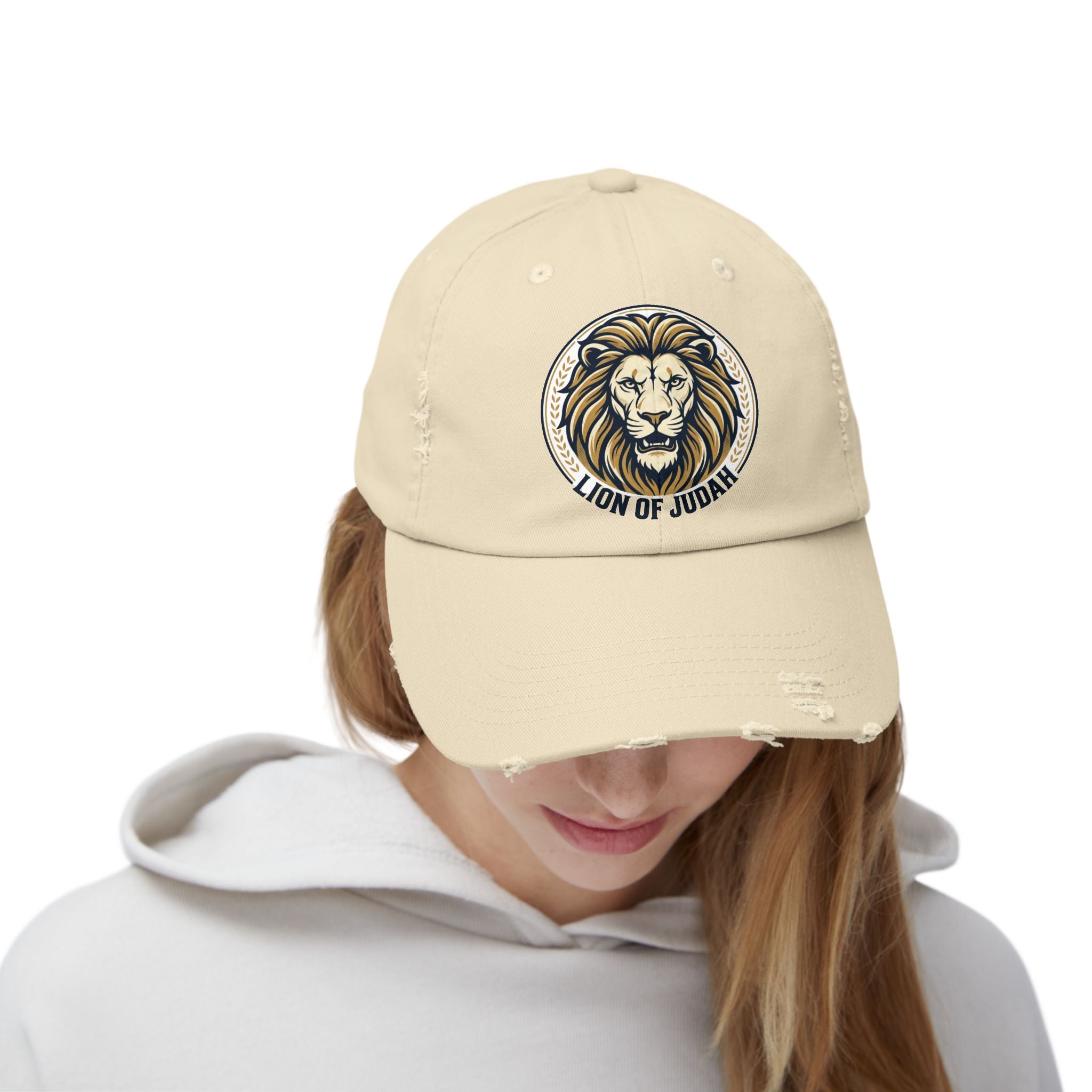 Lion of Judah Distressed Baseball Cap — Vintage Christian Hat