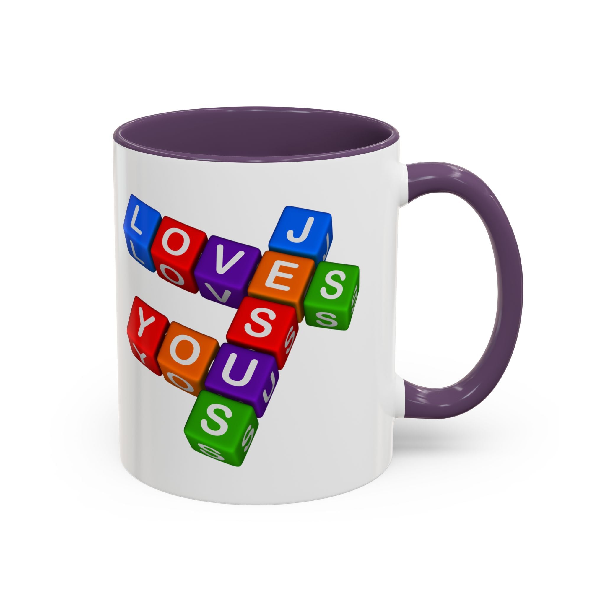 Colorful Letter Blocks 'Jesus Loves You' Mug | Accent Coffee Mug