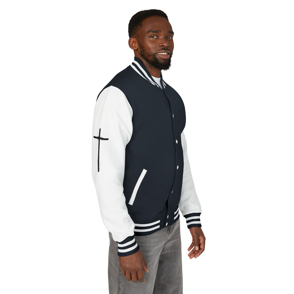 Cross Emblem Letterman Jacket | Red White Varsity