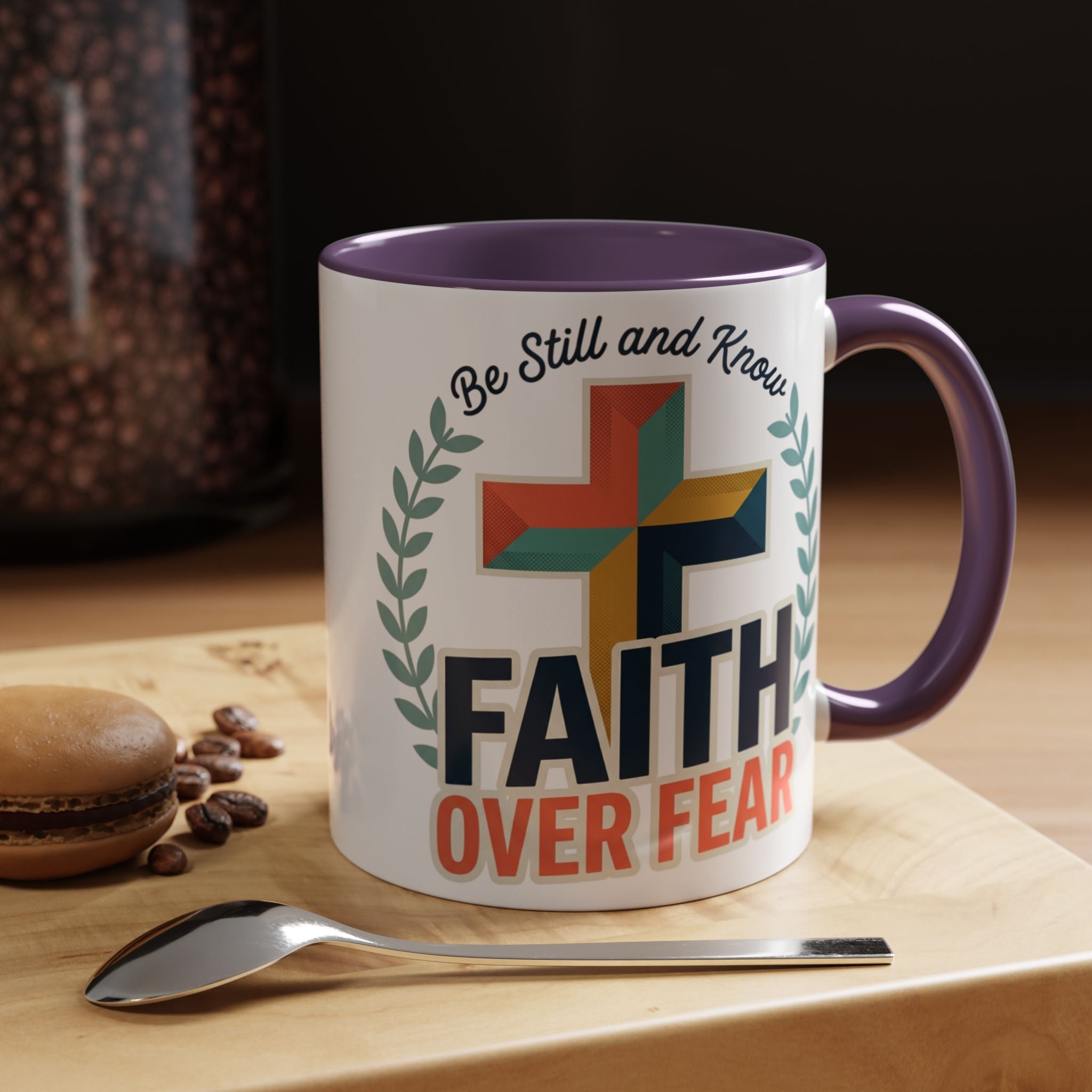 Faith Over Fear Accent Coffee Mug – Christian Inspirational 11/15oz