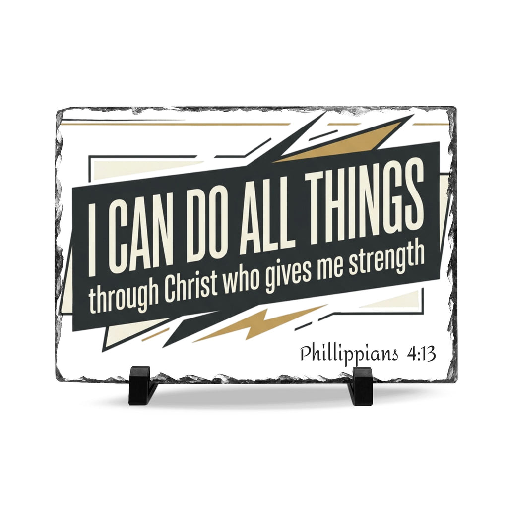 I Can Do All Things Slate Desk Plaque | Philippians Christian Scripture Decor