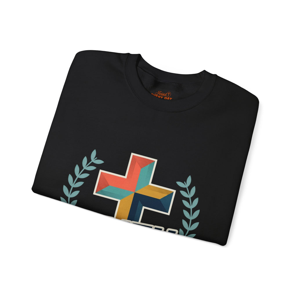 Faith Over Fear Crewneck Sweatshirt — Christian Cross Inspirational Pullover