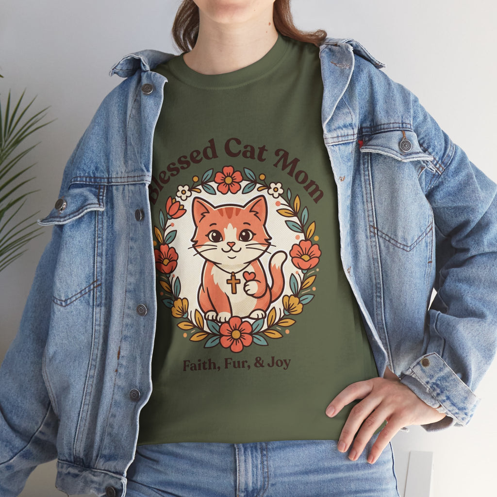 Blessed Cat Mom T-Shirt – Faith, Fur & Joy Floral Cat Mom Tee