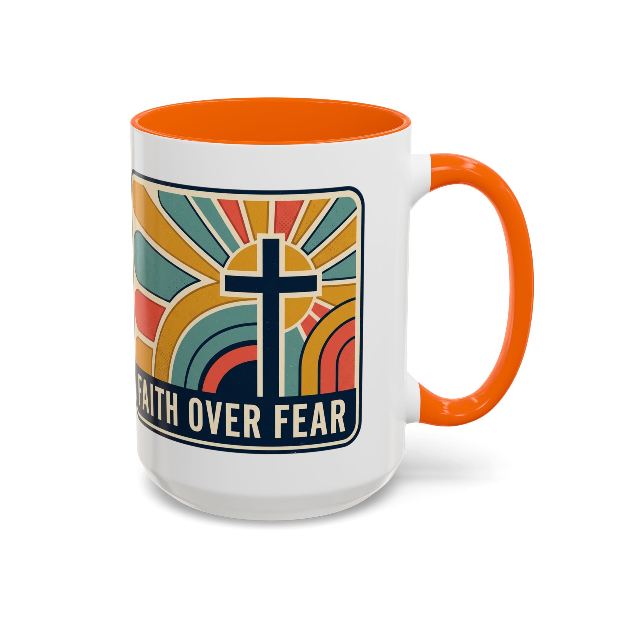 Faith over fear Retro Script Mug | Accent Coffee Mug