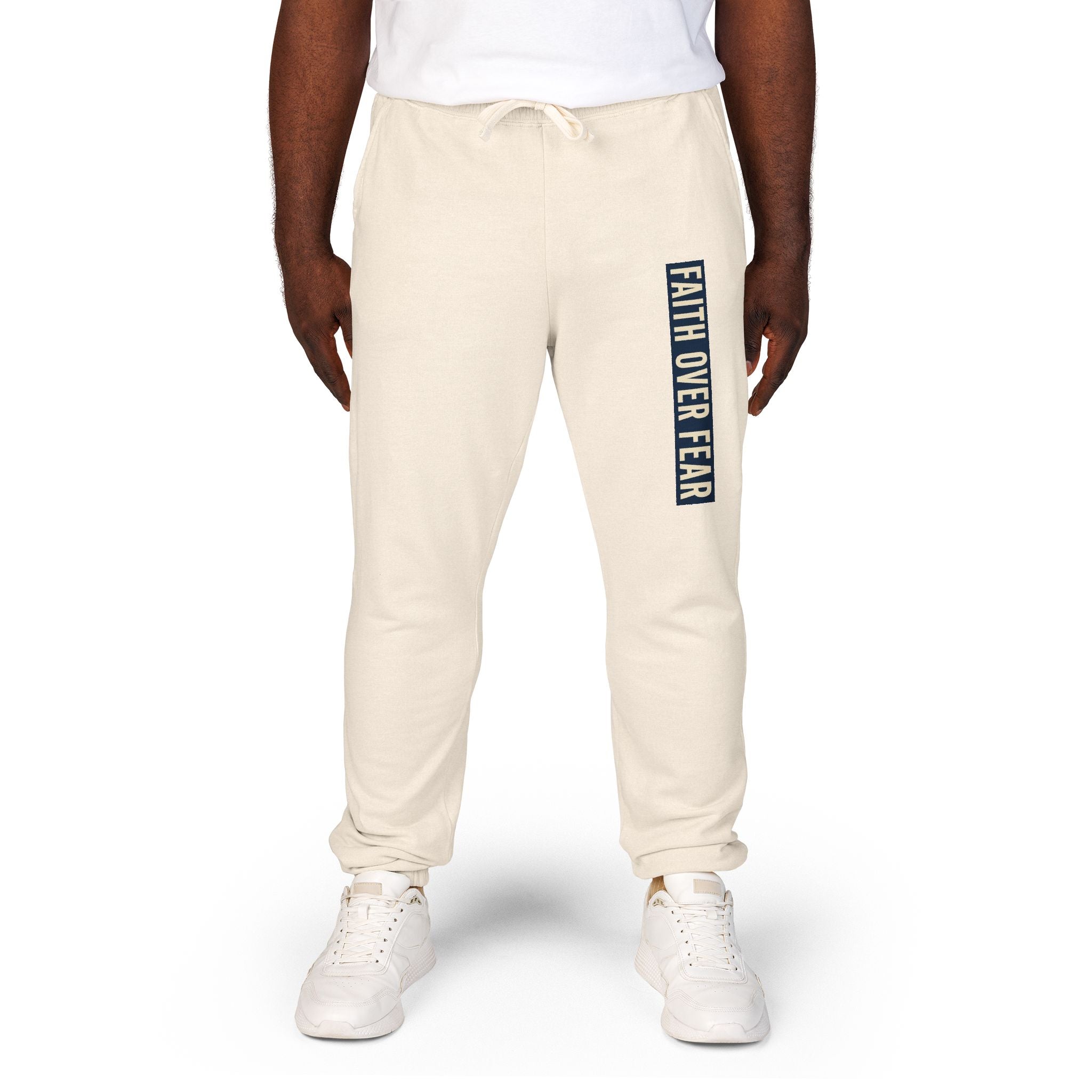 Distressed Faith over Fear Sweatpants | Garment-Dyed Fleece Joggers