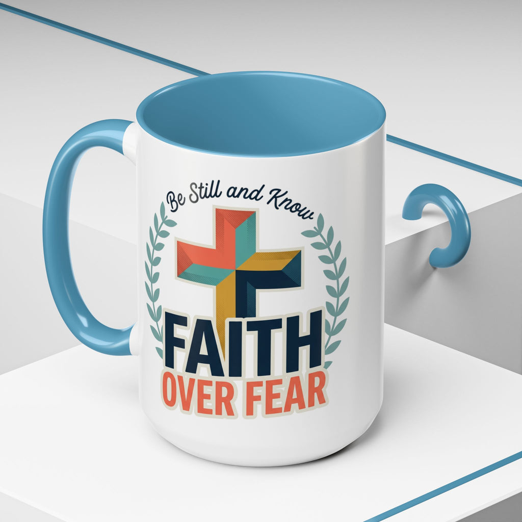 Faith Over Fear Accent Coffee Mug – Christian Inspirational 11/15oz