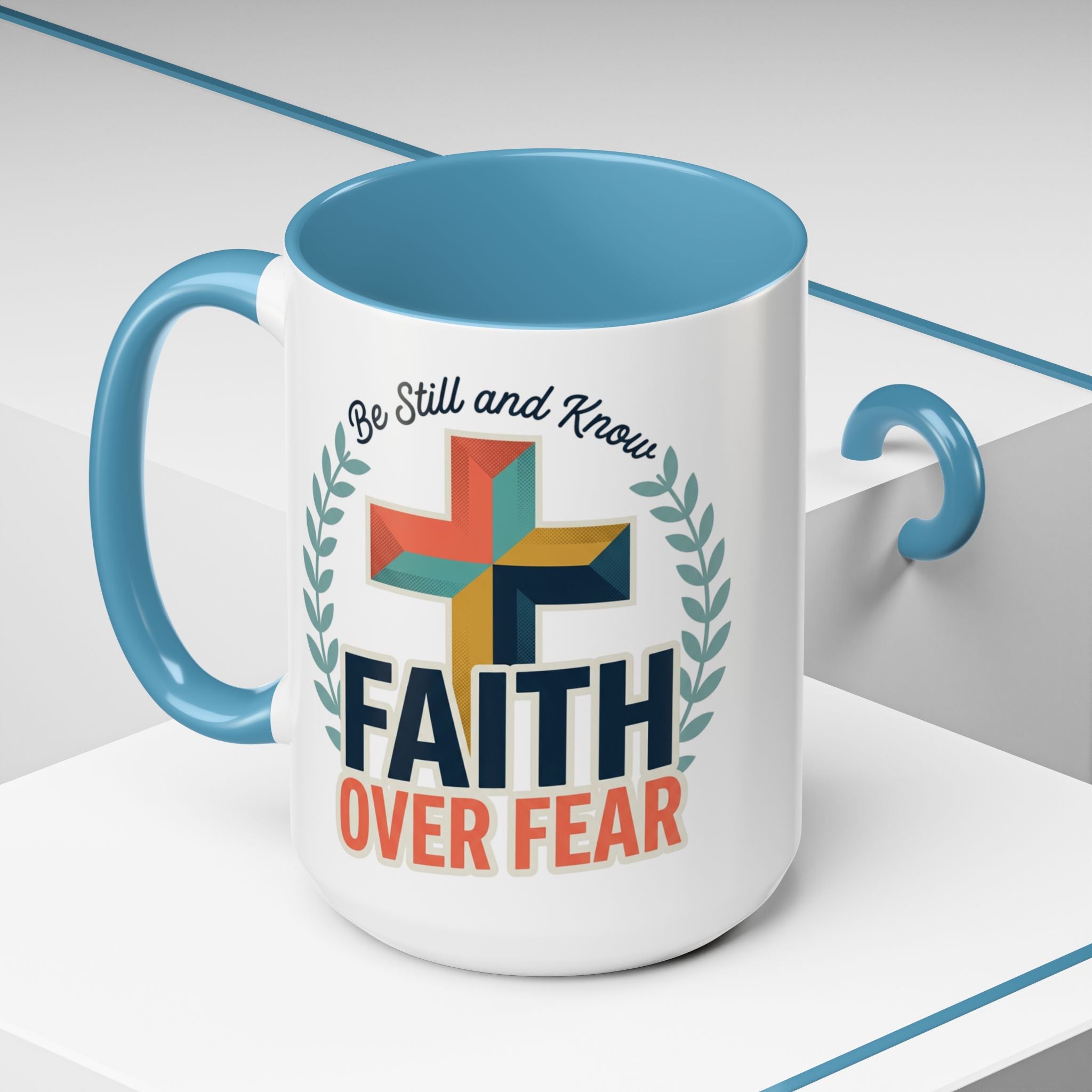 Faith Over Fear Accent Coffee Mug – Christian Inspirational 11/15oz
