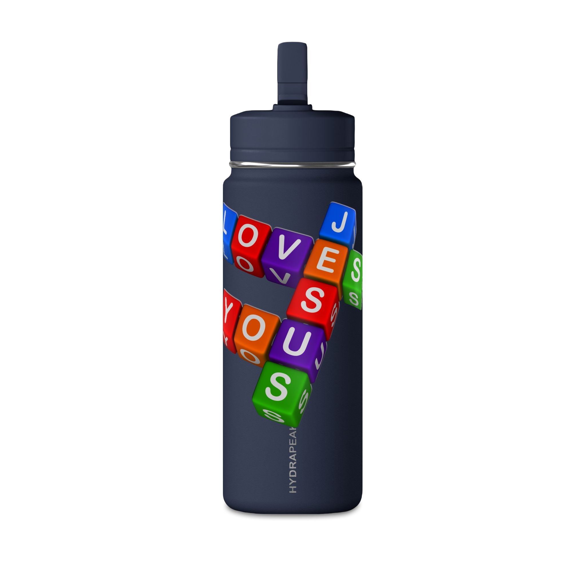 Color Block Letter Cubes Loves You Water Bottle | 20oz Mini