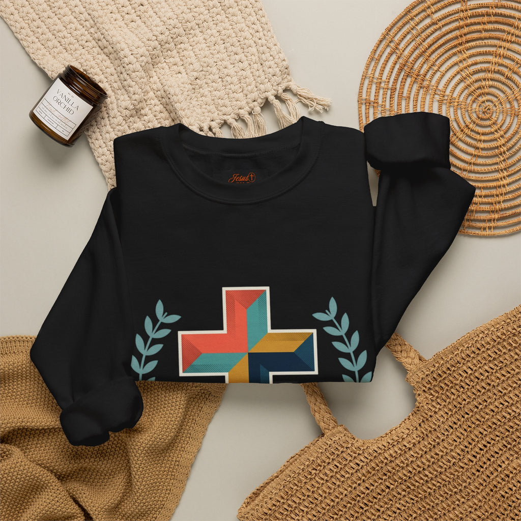Faith Over Fear Crewneck Sweatshirt — Christian Cross Inspirational Pullover