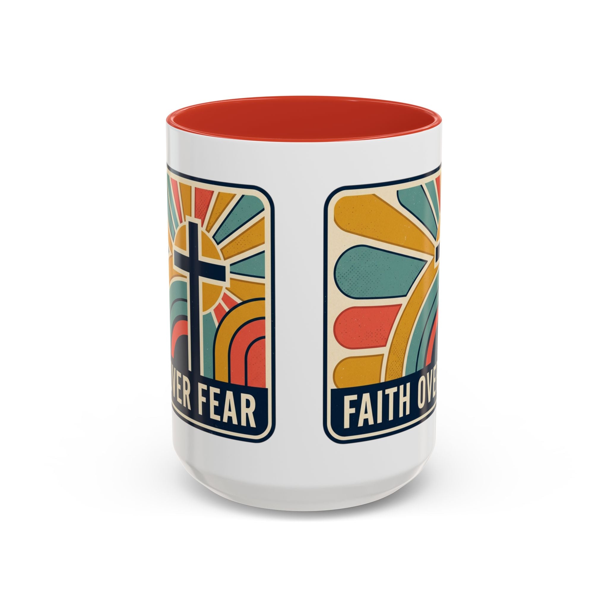 Faith over fear Retro Script Mug | Accent Coffee Mug