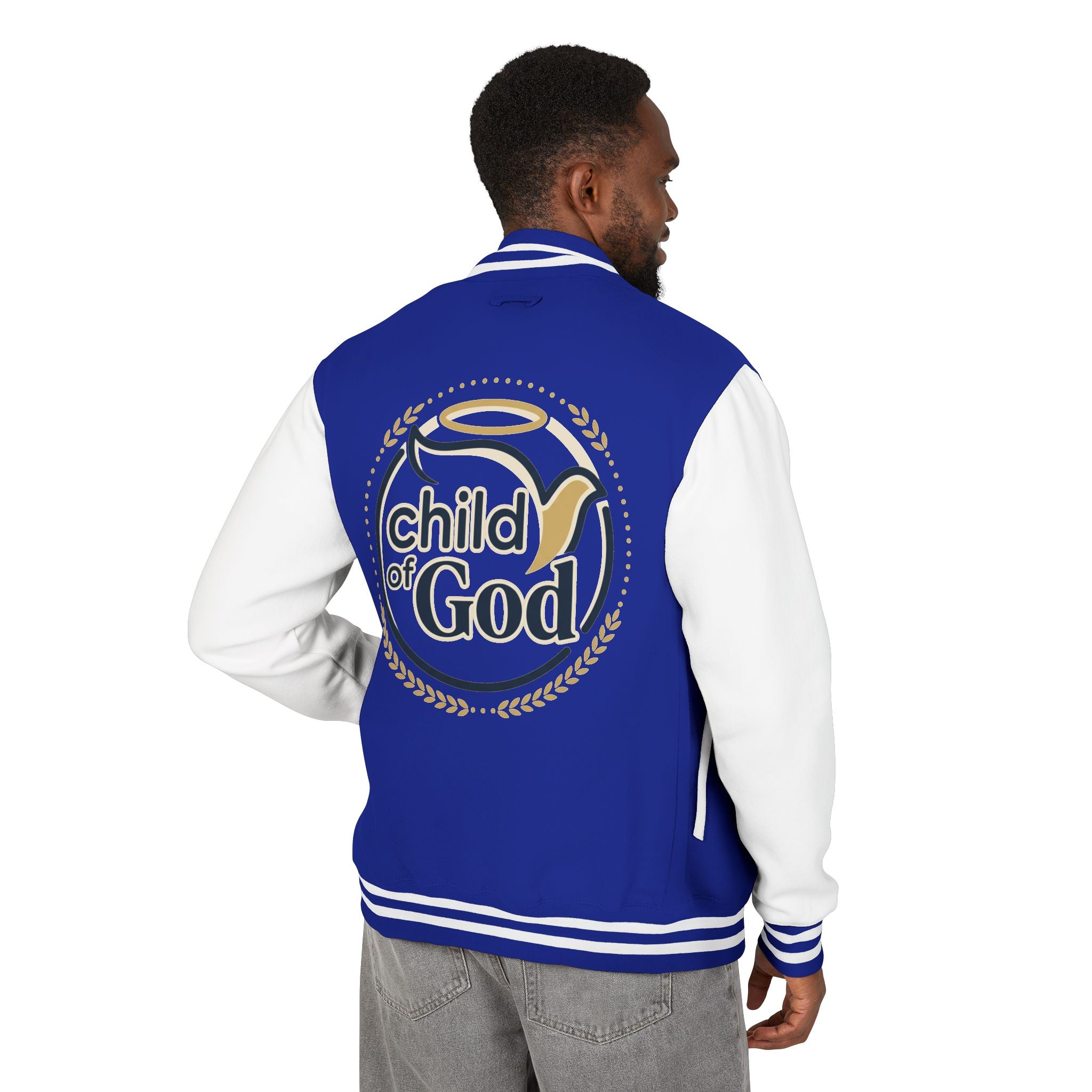 Child of God Emblem Letterman Jacket | Red White Varsity
