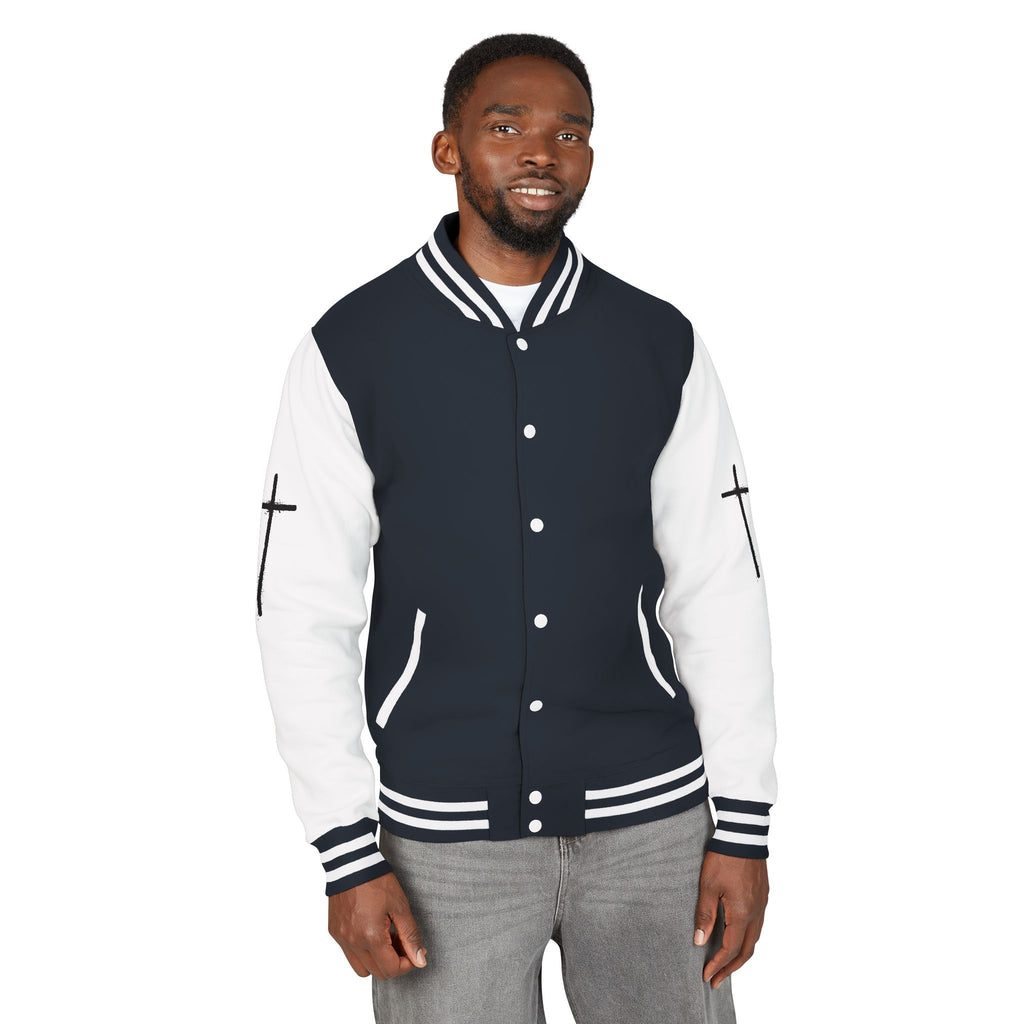 Cross Emblem Letterman Jacket | Red White Varsity