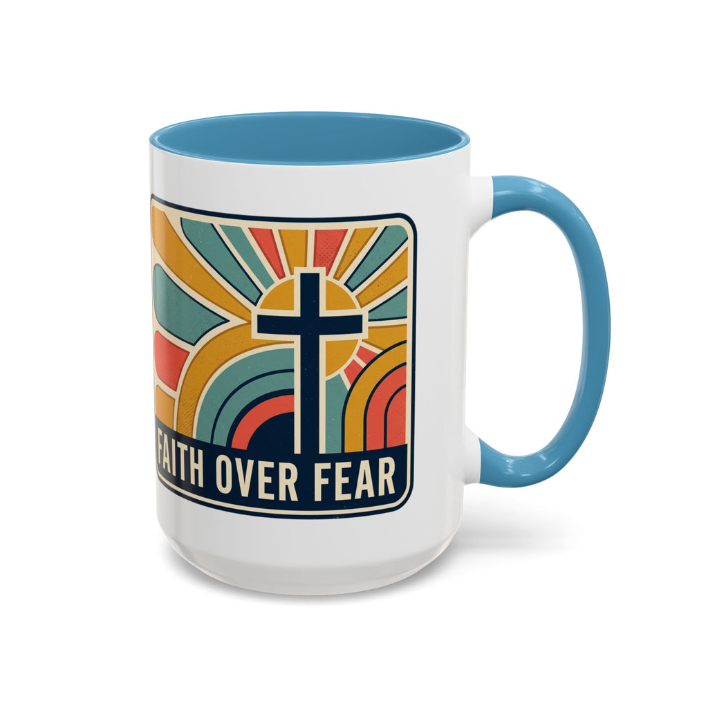 Faith over fear Retro Script Mug | Accent Coffee Mug