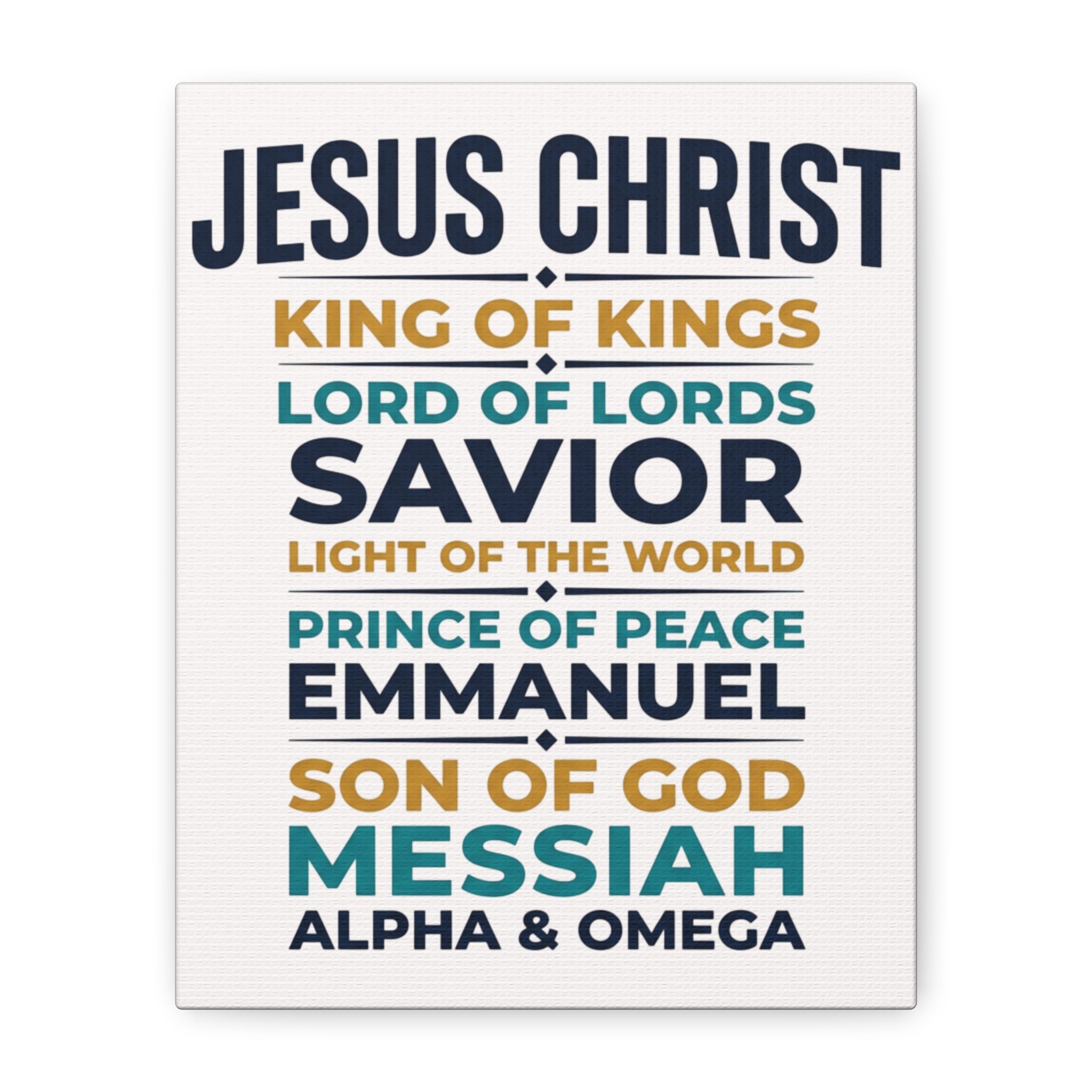 Jesus Christ Typography Wall Art Canvas | Matte Stretched Canvas