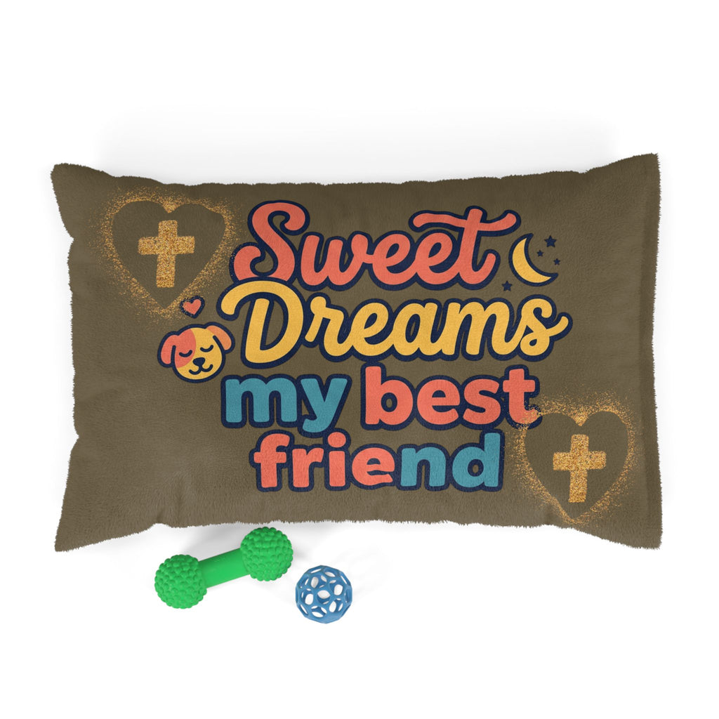 Pet Bed — "Sweet Dreams My Best Friend" Cozy Plush Dog & Cat Bed