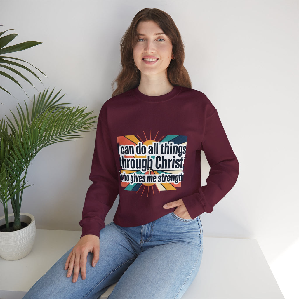 All things through Christ Christian Heavy Blend™ Crewneck Sweatshirt