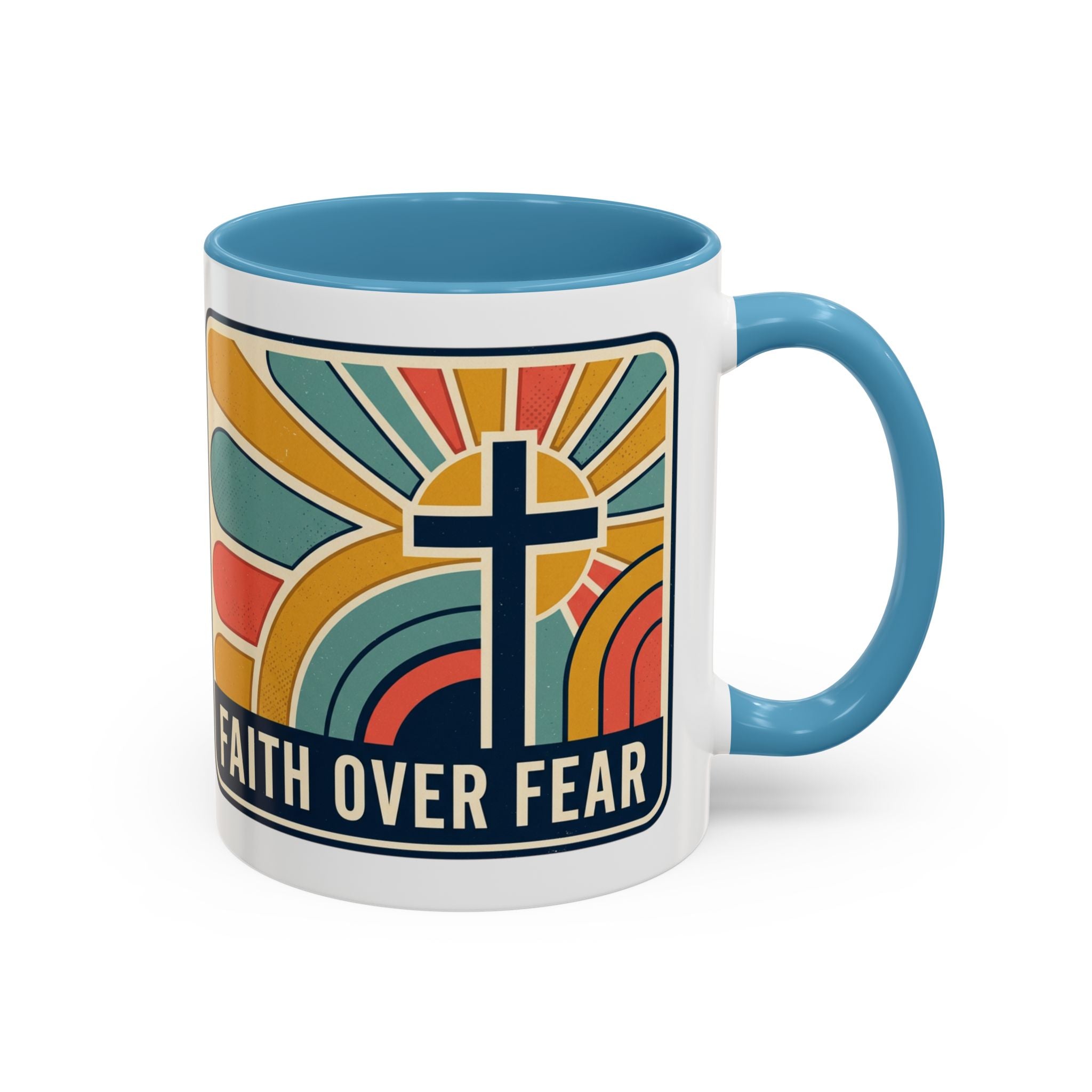 Faith over fear Retro Script Mug | Accent Coffee Mug