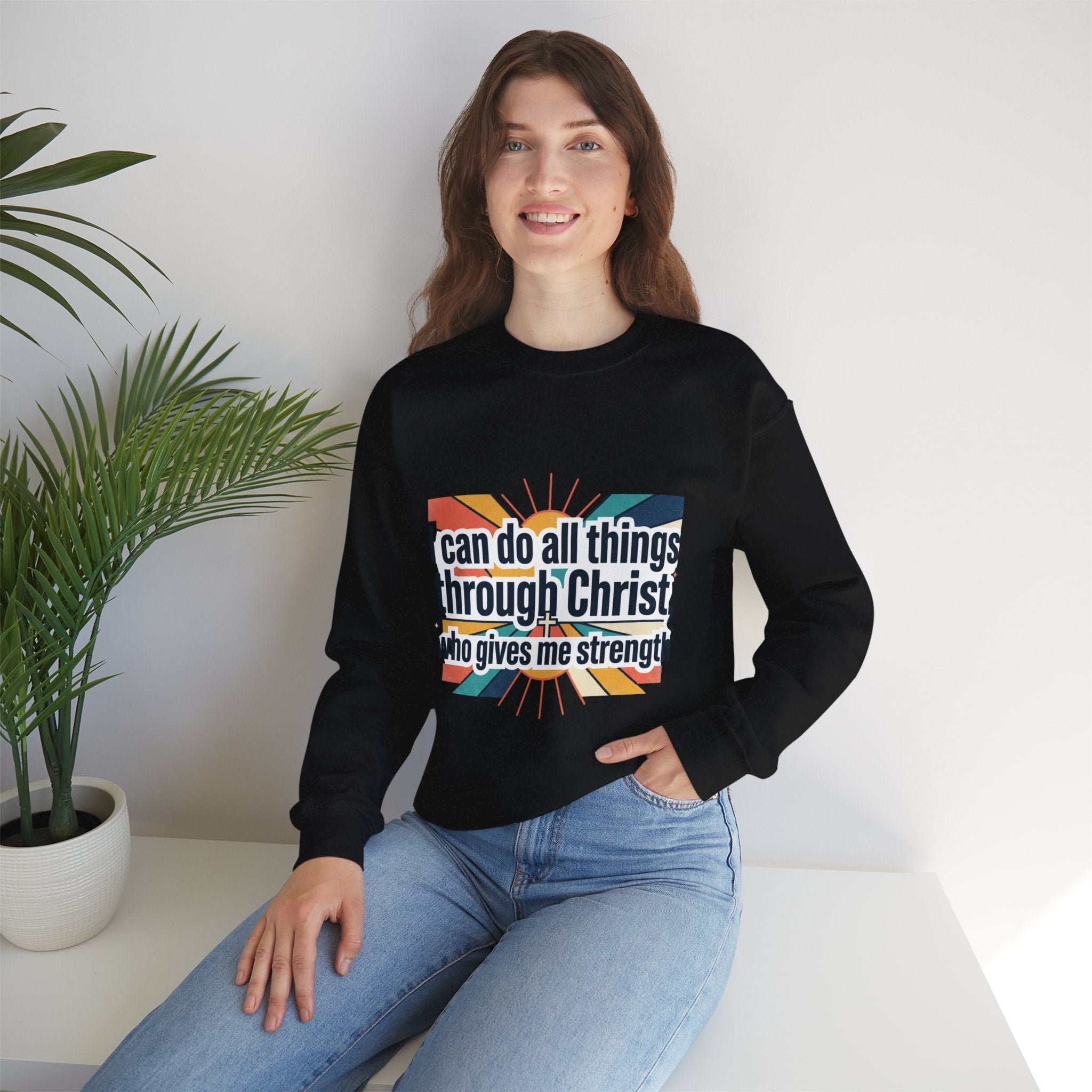 All things through Christ Christian Heavy Blend™ Crewneck Sweatshirt